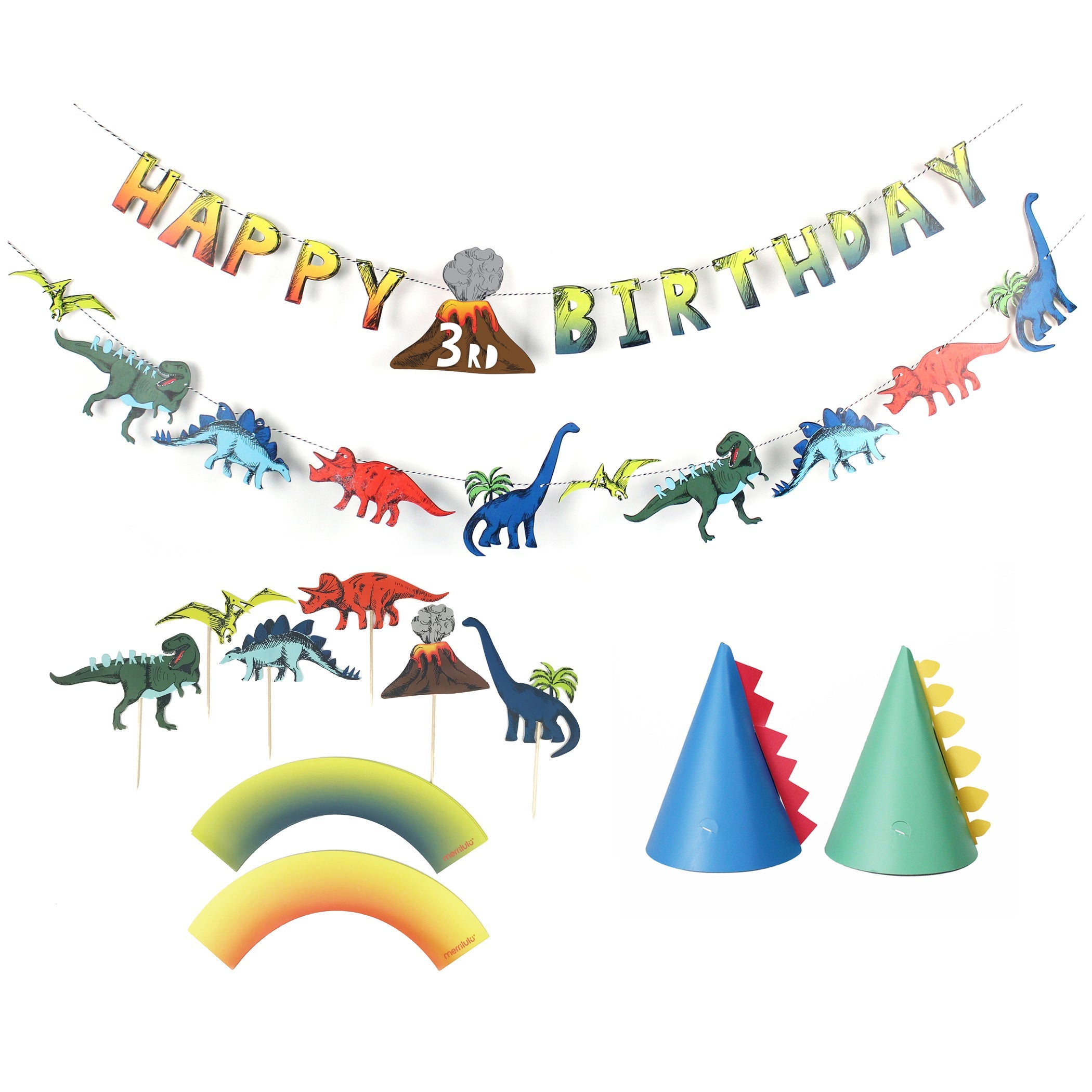 Dinosaur Birthday Party Decoration Kit, 12 Guests Merrilulu   