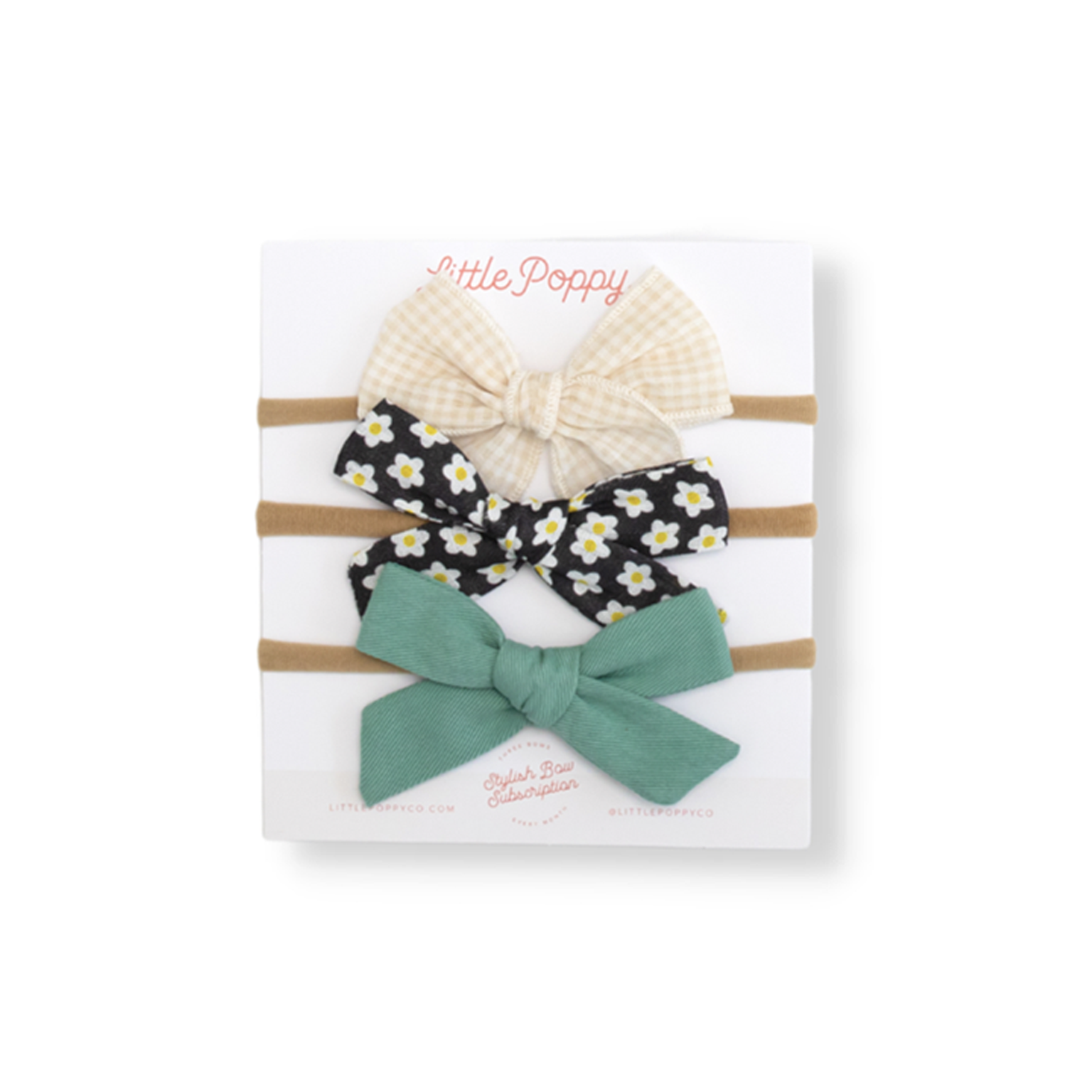 The Kayla Headband Bow Set Little Poppy Co. Mini Tan 