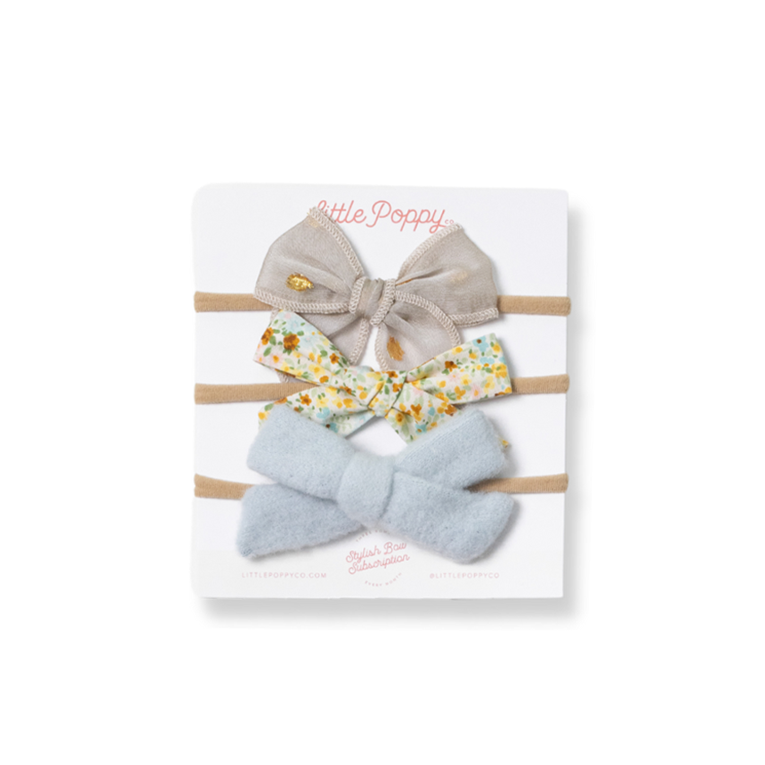 The Natasha Headband Bow Set Little Poppy Co. Mini Tan 