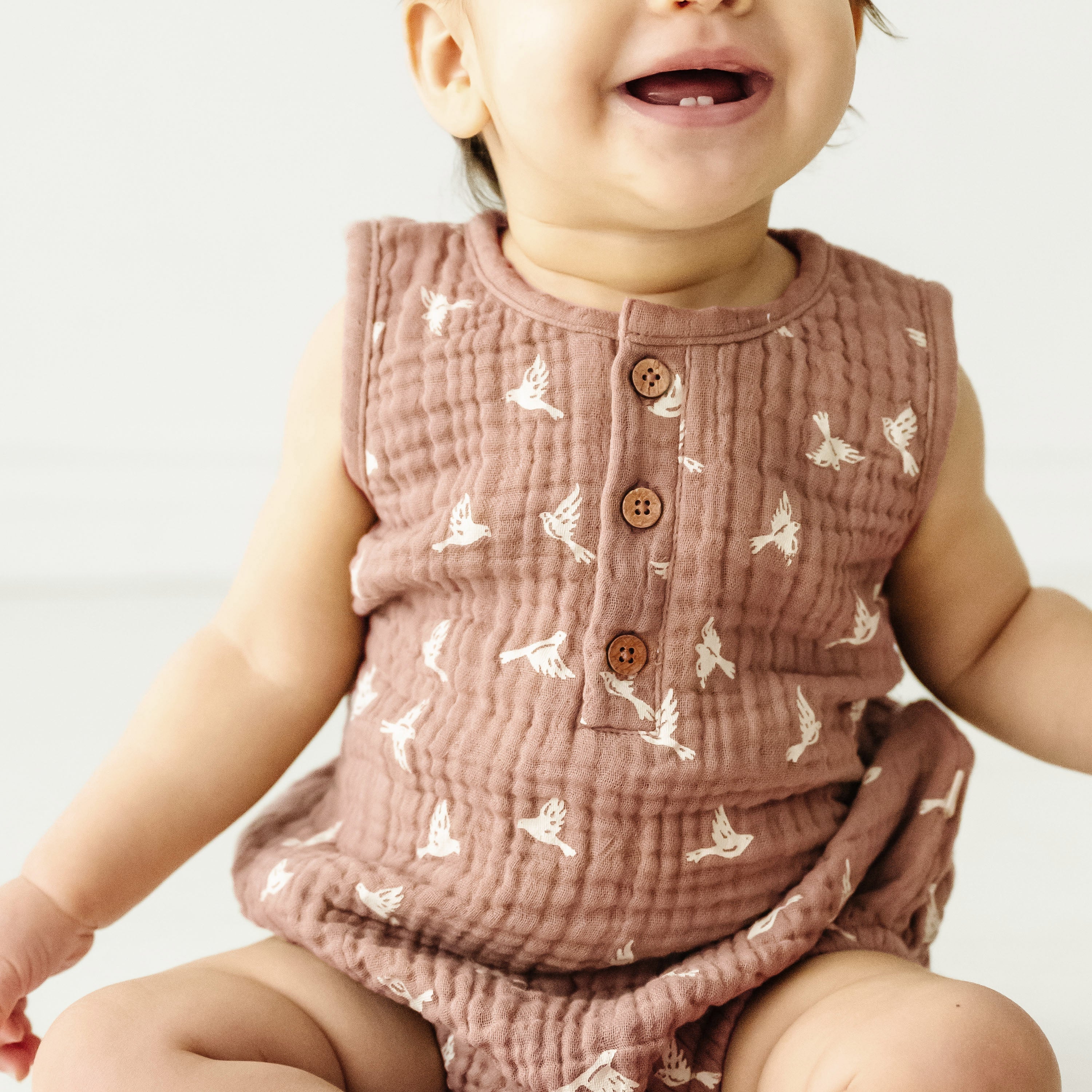 Organic Baby Bubble Onesie Muslin - Flock Makemake Organics   