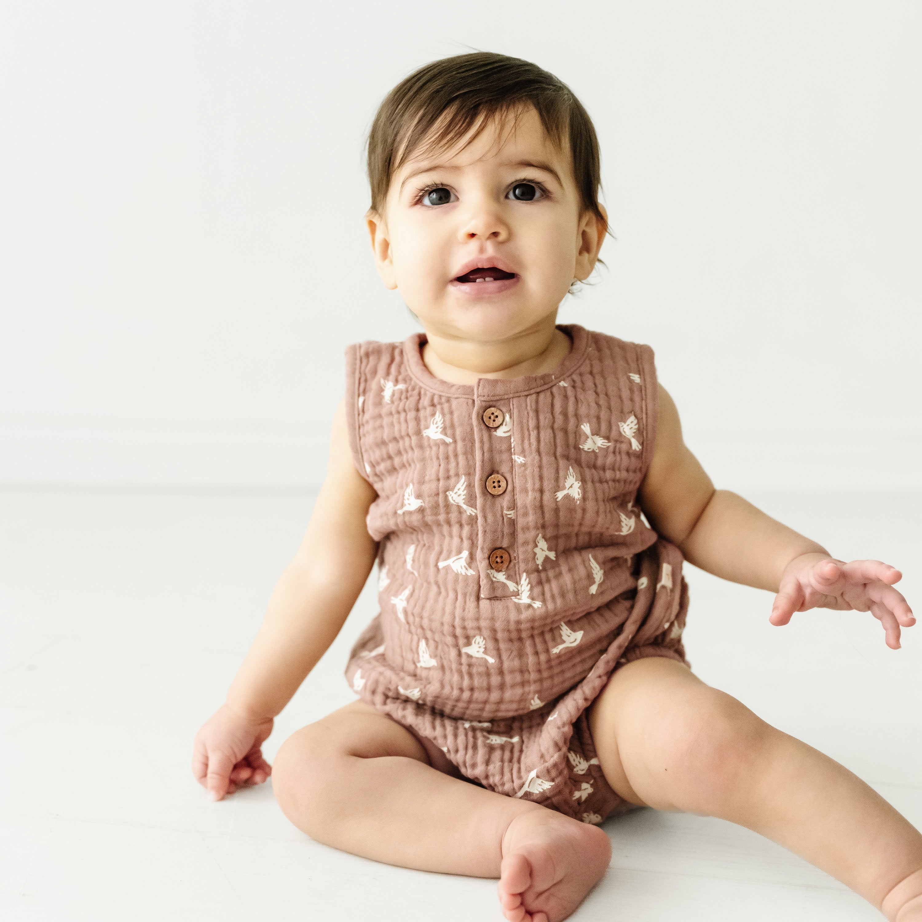 Organic Baby Bubble Onesie Muslin - Flock Makemake Organics   