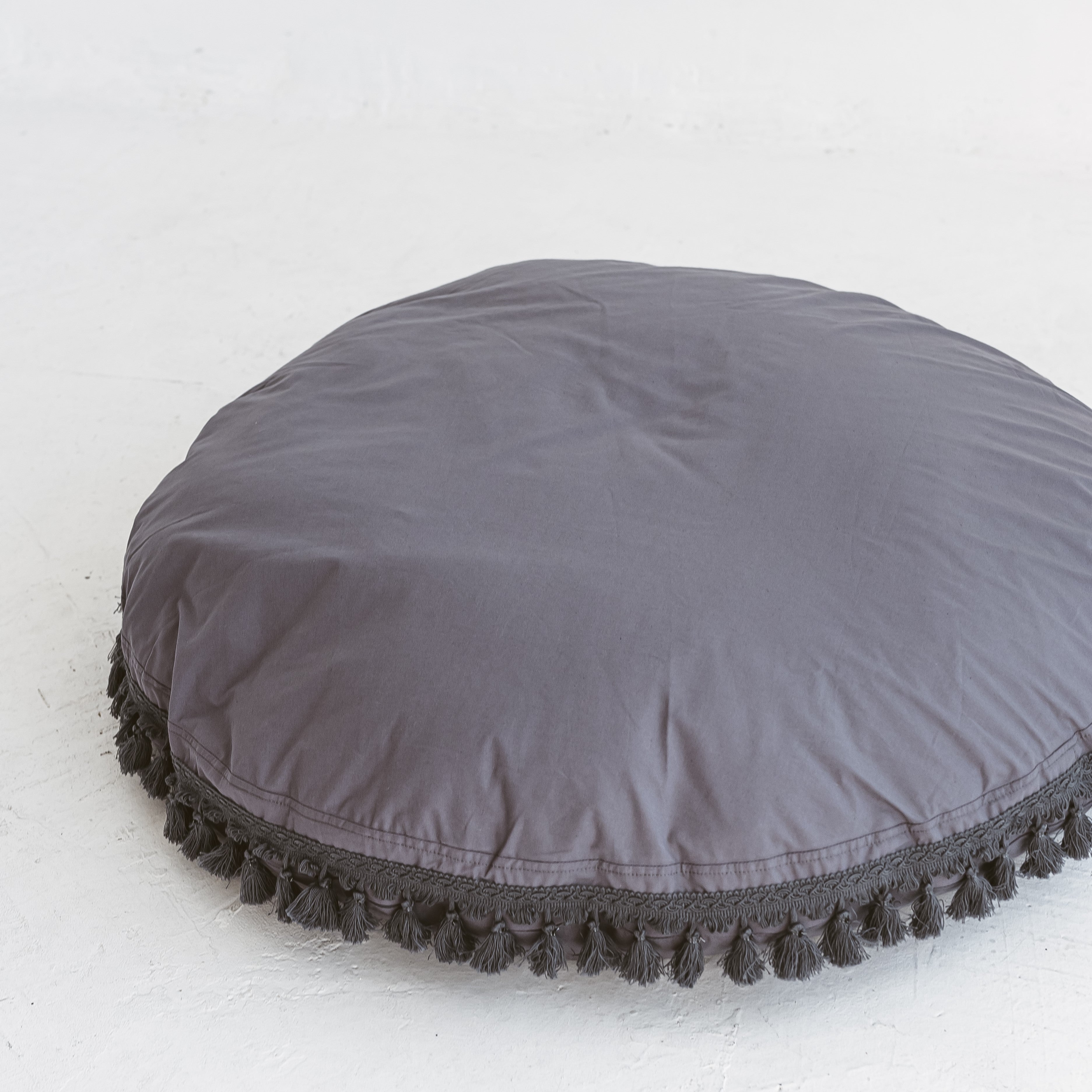 MINICAMP Large Floor Cushion With Tassels in Grey minicamp   