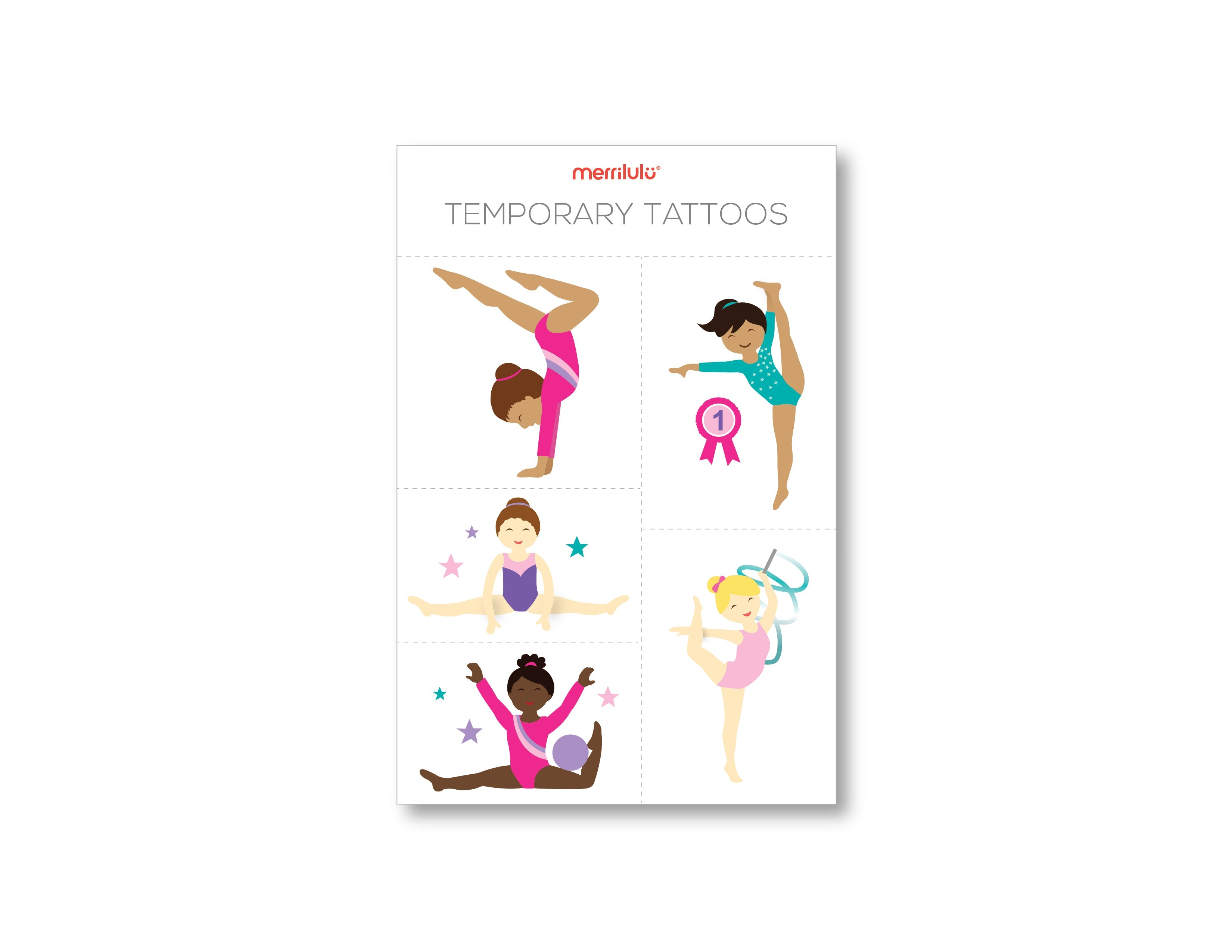 Gymnastics Temporary Tattoos, 2 Sheets Merrilulu   