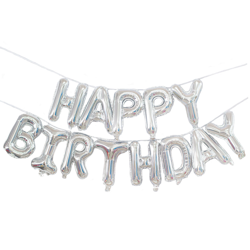 Happy Birthday Balloon Banner in Silver Merrilulu   