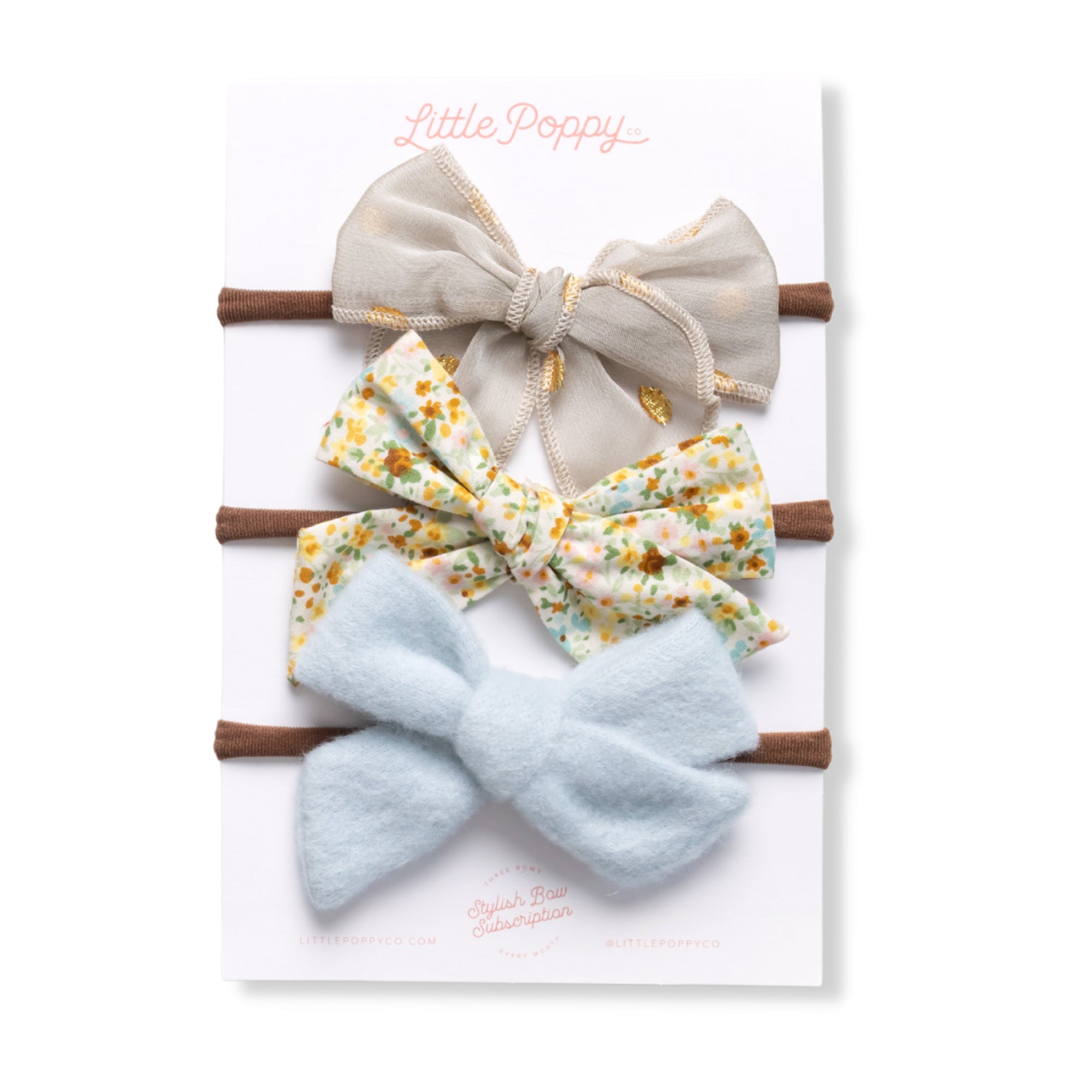 The Natasha Headband Bow Set Little Poppy Co. Original Brown 