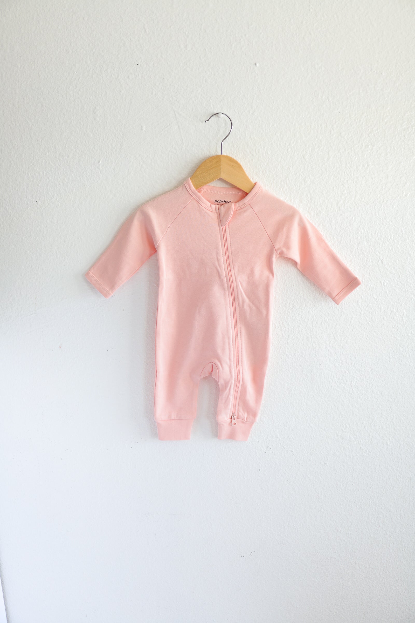 Organic Cotton Baby Zipper Sleeper in Peach Polished Prints   