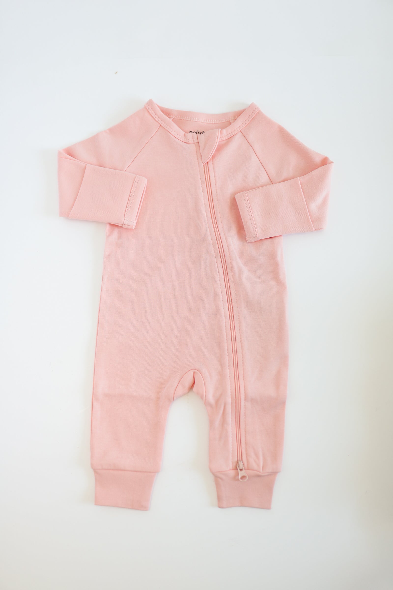 Organic Cotton Baby Zipper Sleeper in Peach Polished Prints   