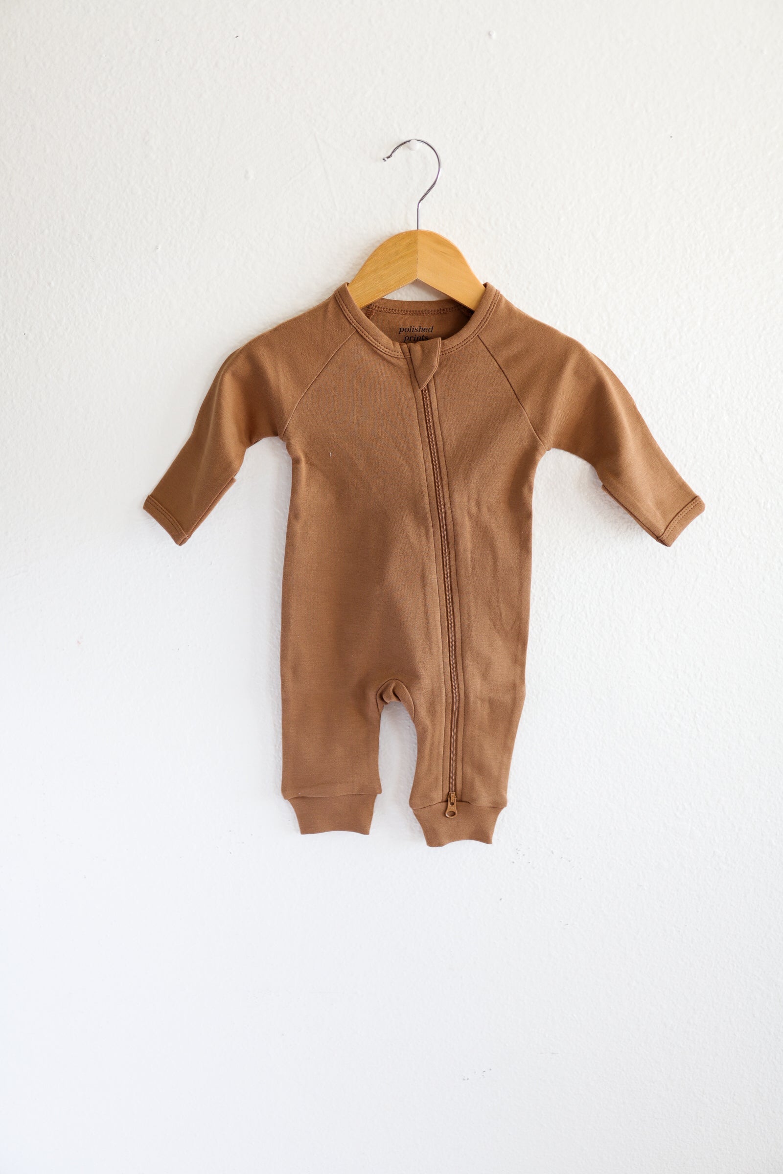 Organic Cotton Baby Zipper Sleeper in Almond Polished Prints   