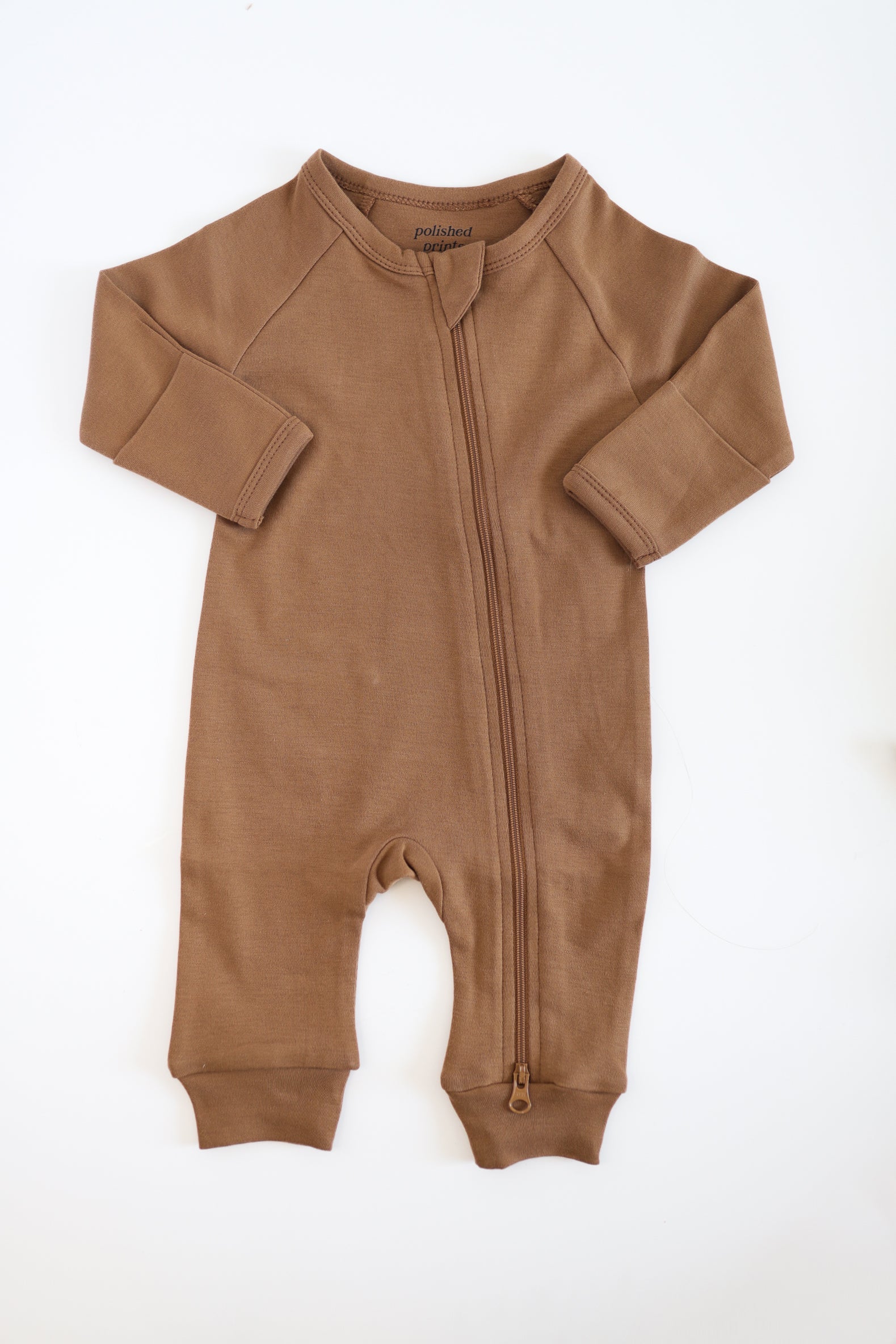 Organic Cotton Baby Zipper Sleeper in Almond Polished Prints   