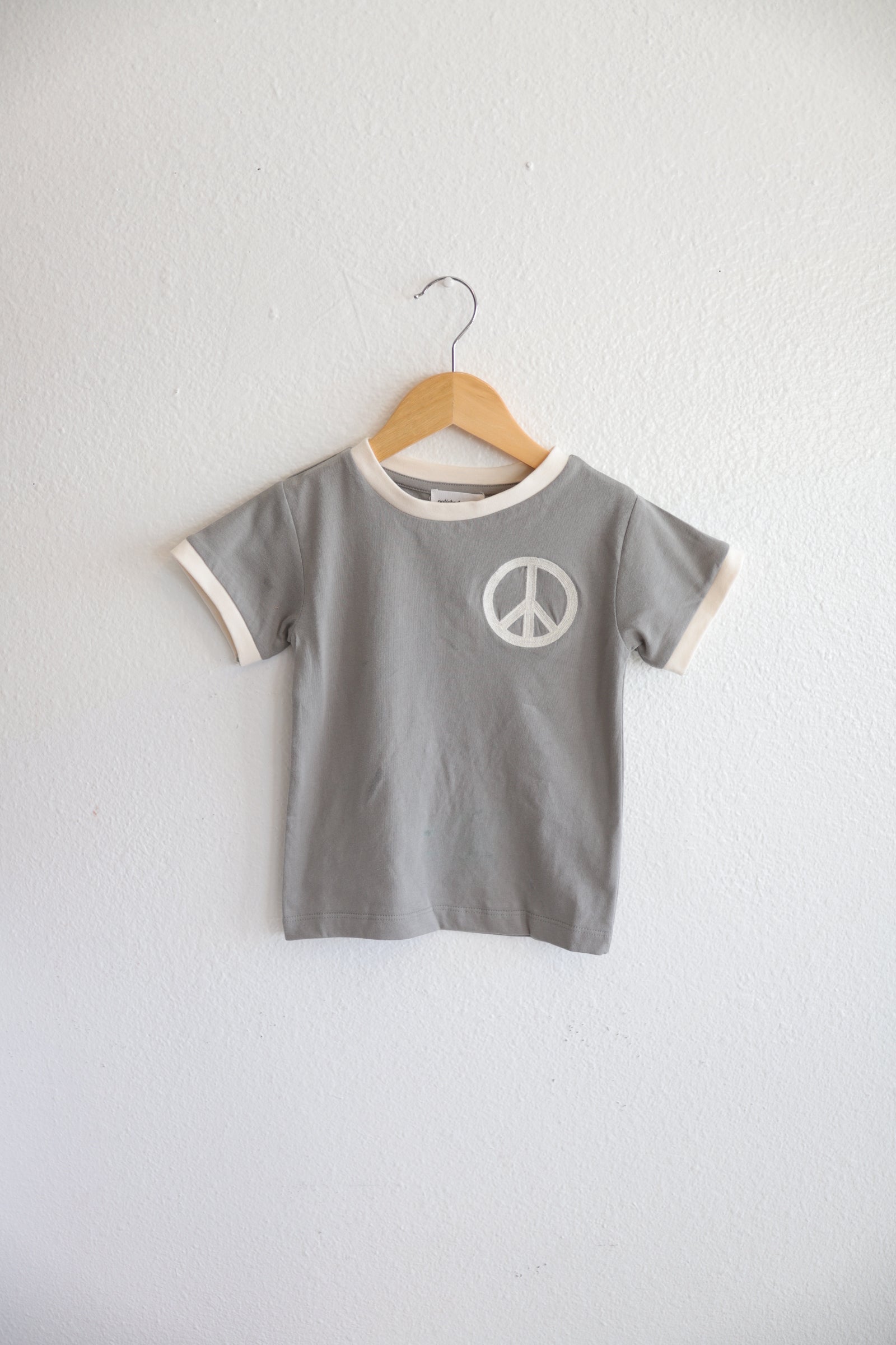 Peace Embroidered Ringer in Moon Polished Prints   