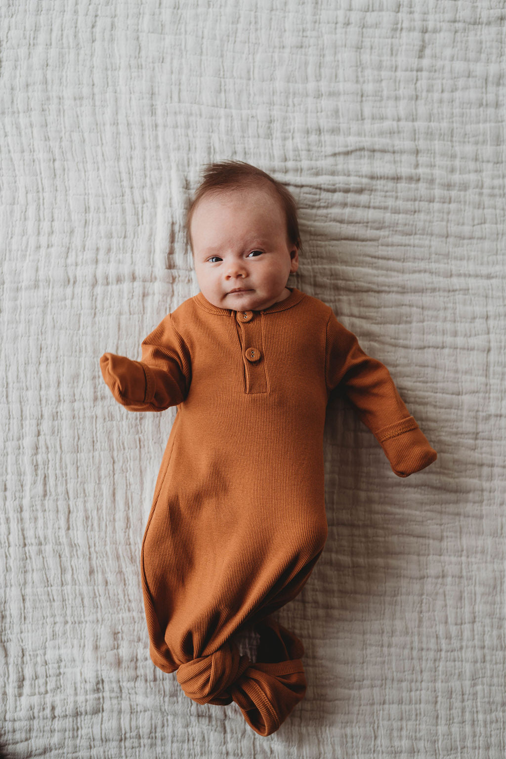 Organic Cotton Knotted Gown in "Cider" Chubby Lamb   