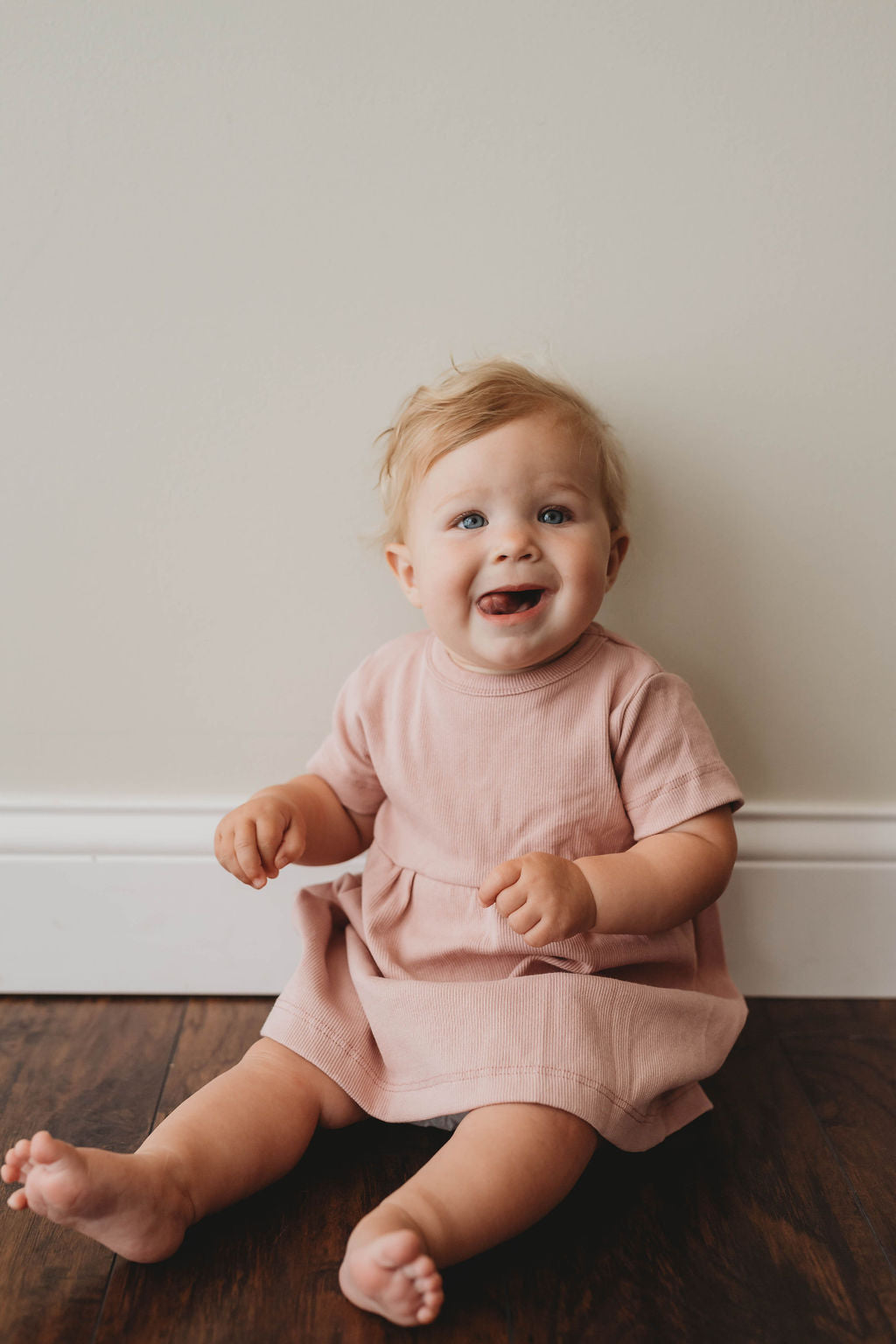 Organic Cotton Ribbed Knit Dress in "Mauve" Chubby Lamb   