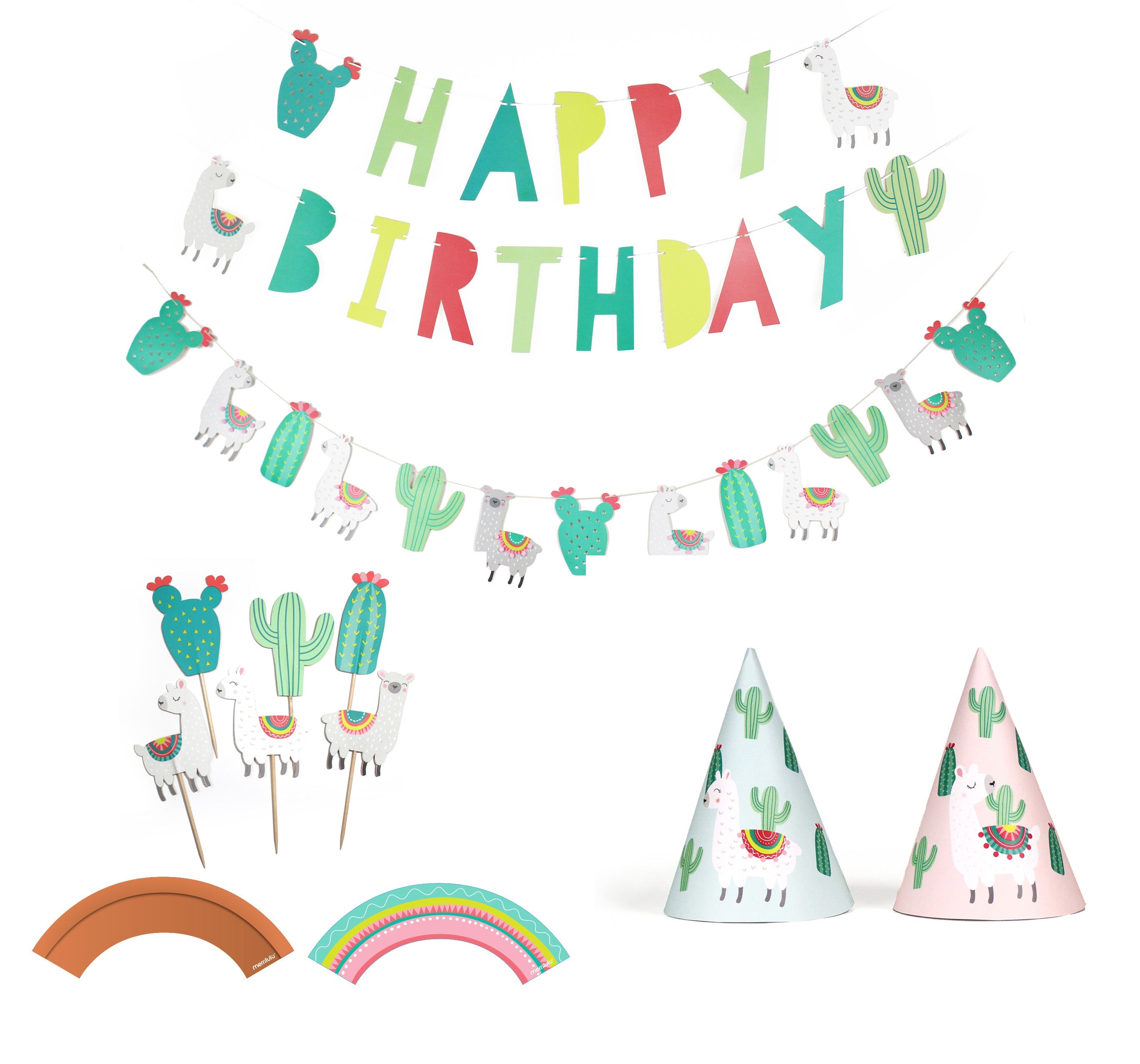 Llama and Cactus Party - Birthday Party Decoration Kit - 12 Guests Merrilulu   