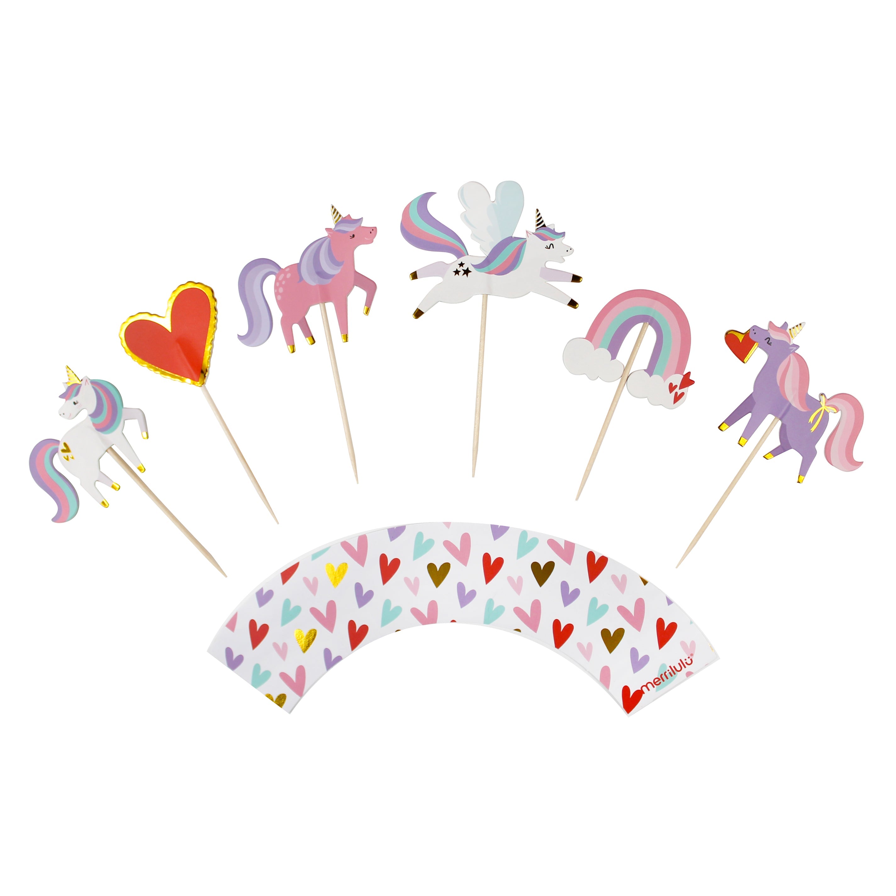 Love Is Magical Unicorn Cupcake Toppers & Wrappers, 12 Ct Merrilulu   