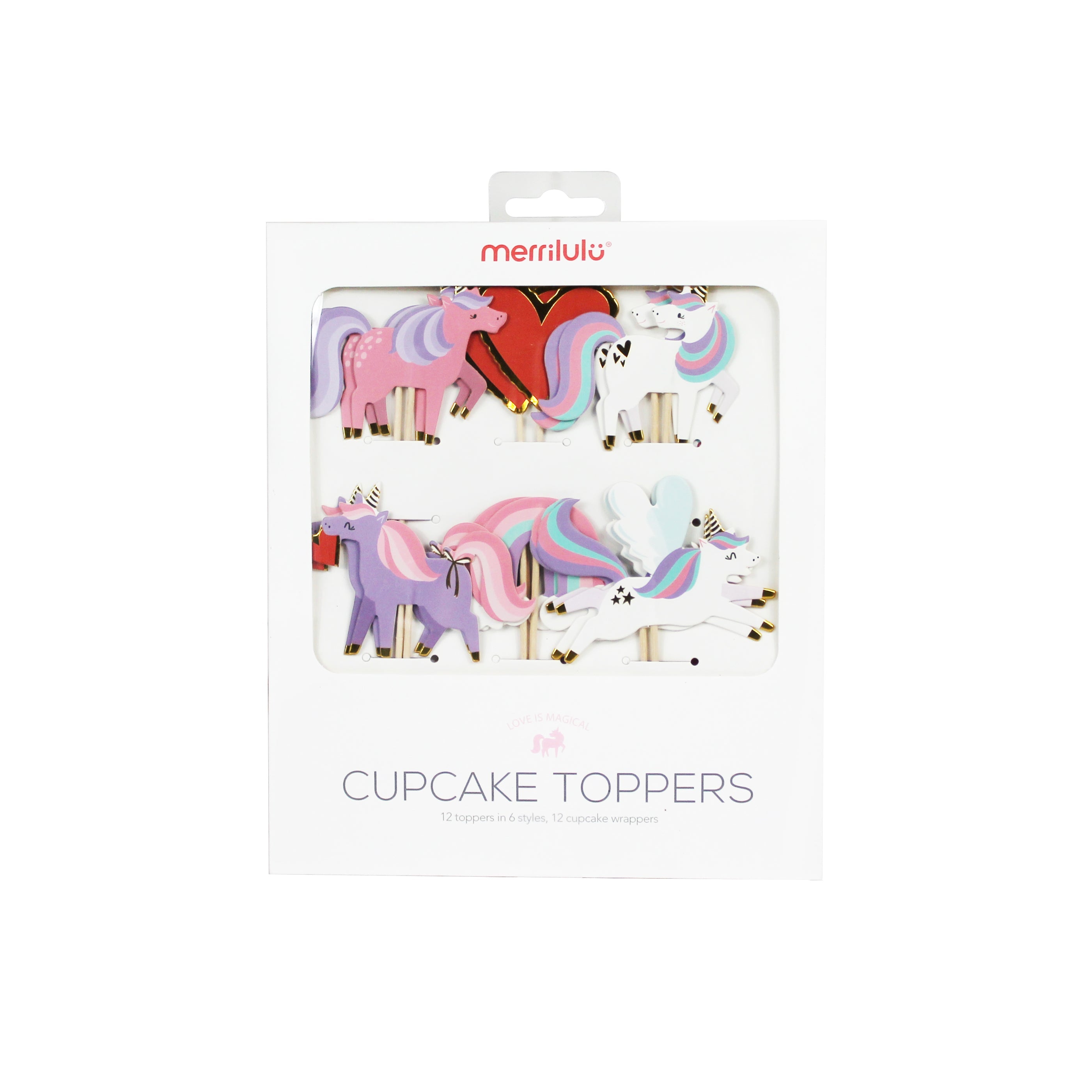 Love Is Magical Unicorn Cupcake Toppers & Wrappers, 12 Ct Merrilulu   