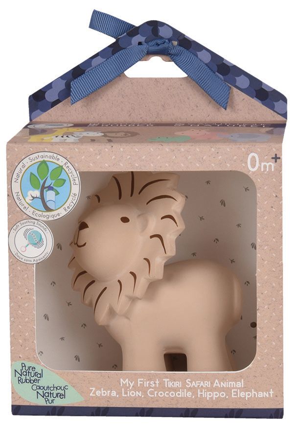 Lion Organic Natural Rubber Rattle, Teether & Bath Toy Tikiri Toys   