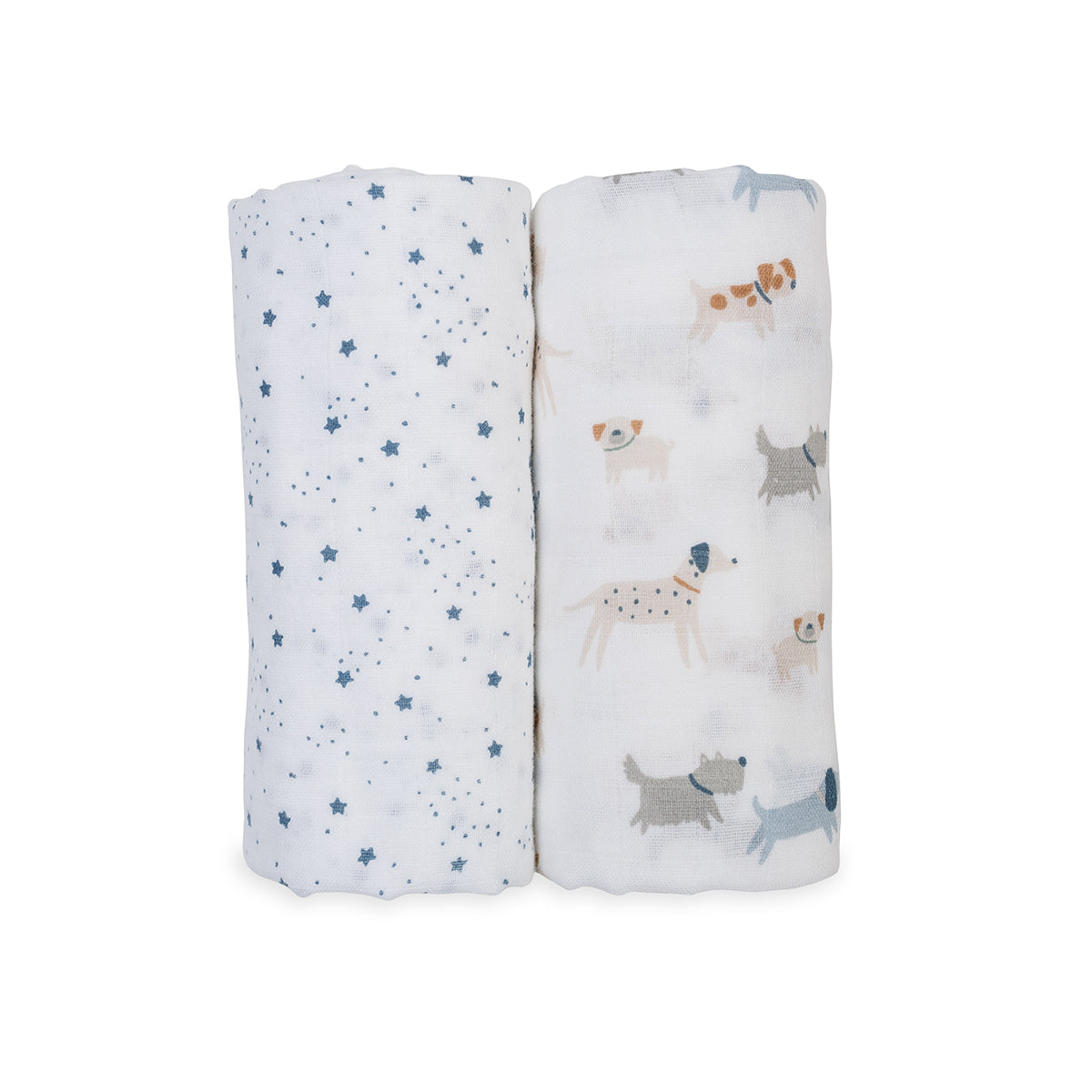 Cotton Swaddle 2 Pack Lulujo Puppy Dog & Stars  