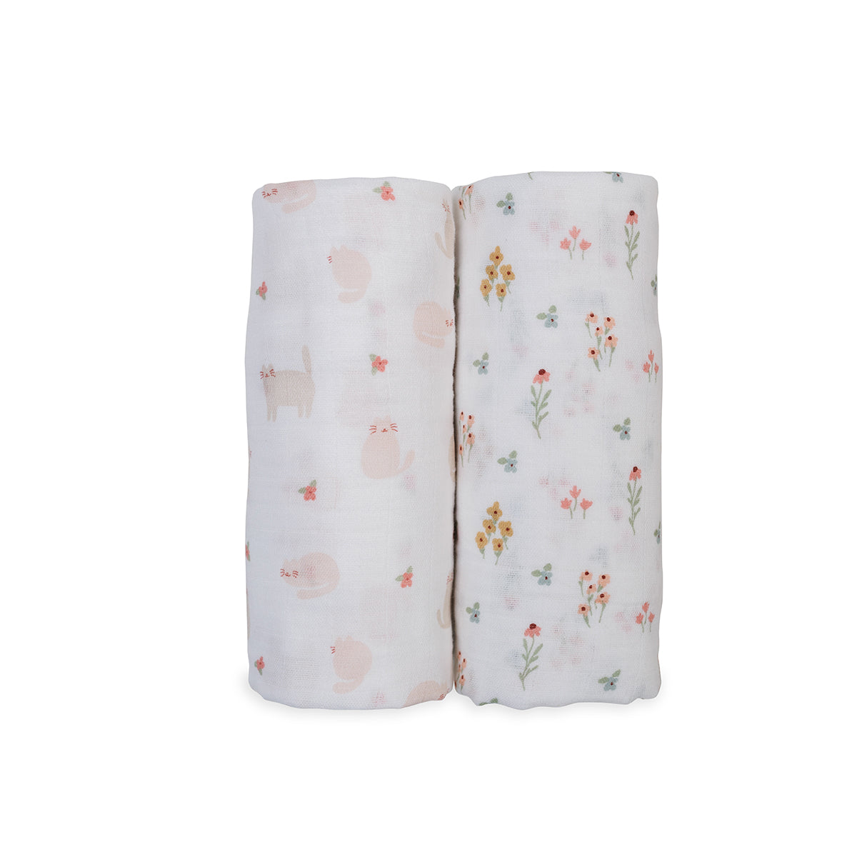 Cotton Swaddle 2 Pack Lulujo Kitty Cat & Flower Field  