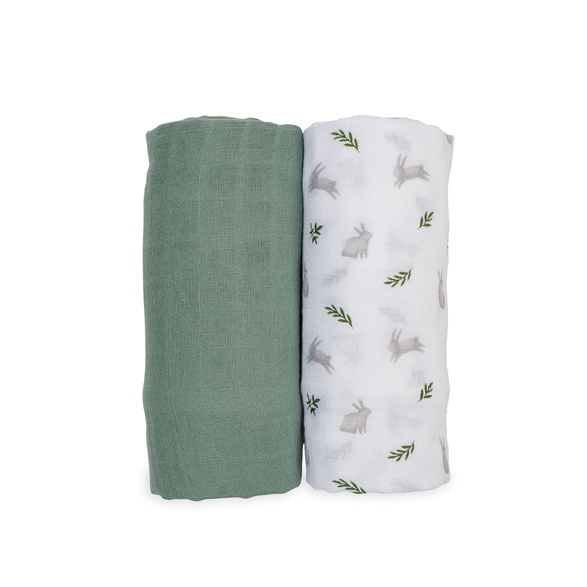 Cotton Swaddle 2 Pack Lulujo Bunnies & Fern  