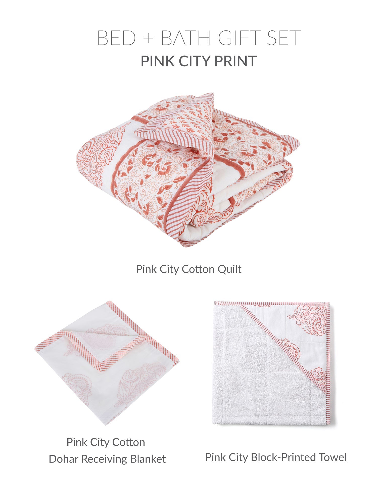 Going Home Newborn Bed + Bath Gift Set Malabar Baby Pink City Newborn Gift Set  