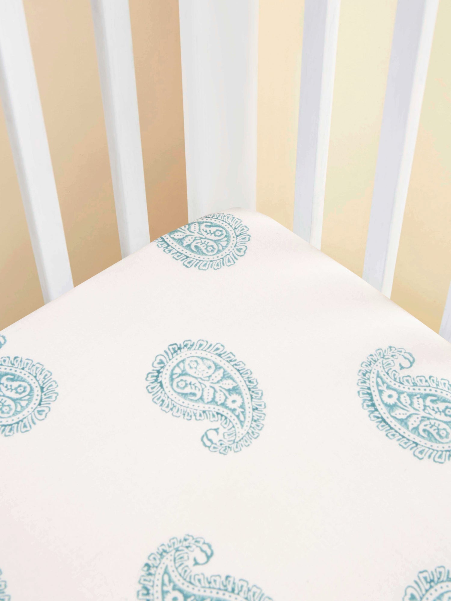 Teal Paisley Fitted Crib Sheet Malabar Baby   