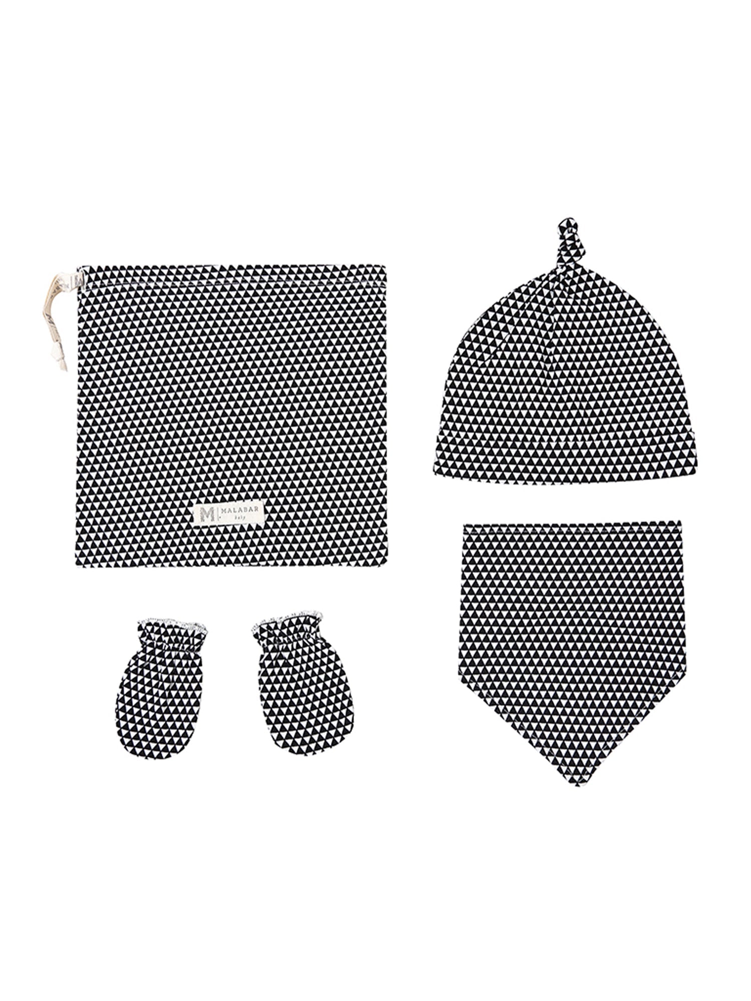 Organic Cotton Bandana Bib, Mitten, Hat Set - Greenwich Malabar Baby   