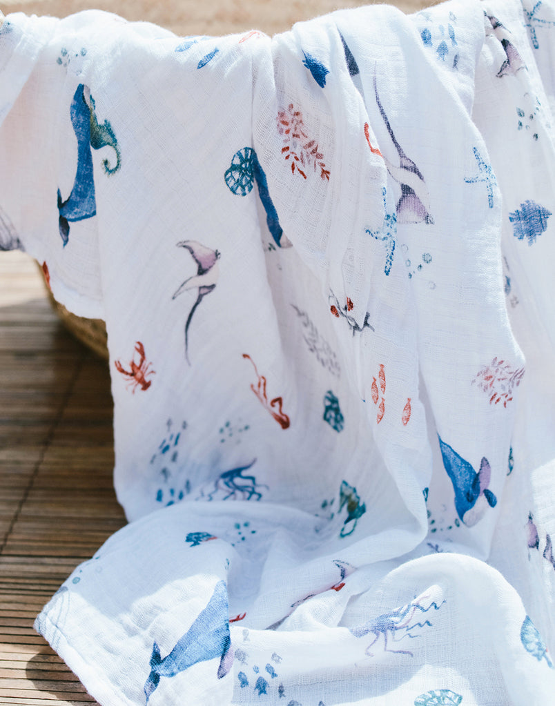 Organic Swaddle - Under the Sea Malabar Baby   