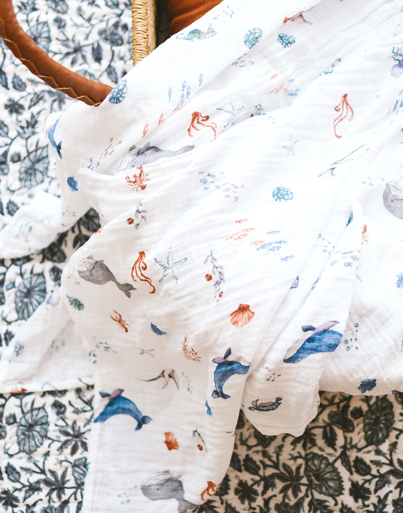 Organic Swaddle - Under the Sea Malabar Baby   