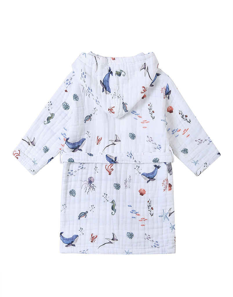 Kids Hooded Muslin Robe - Under the Sea Malabar Baby   