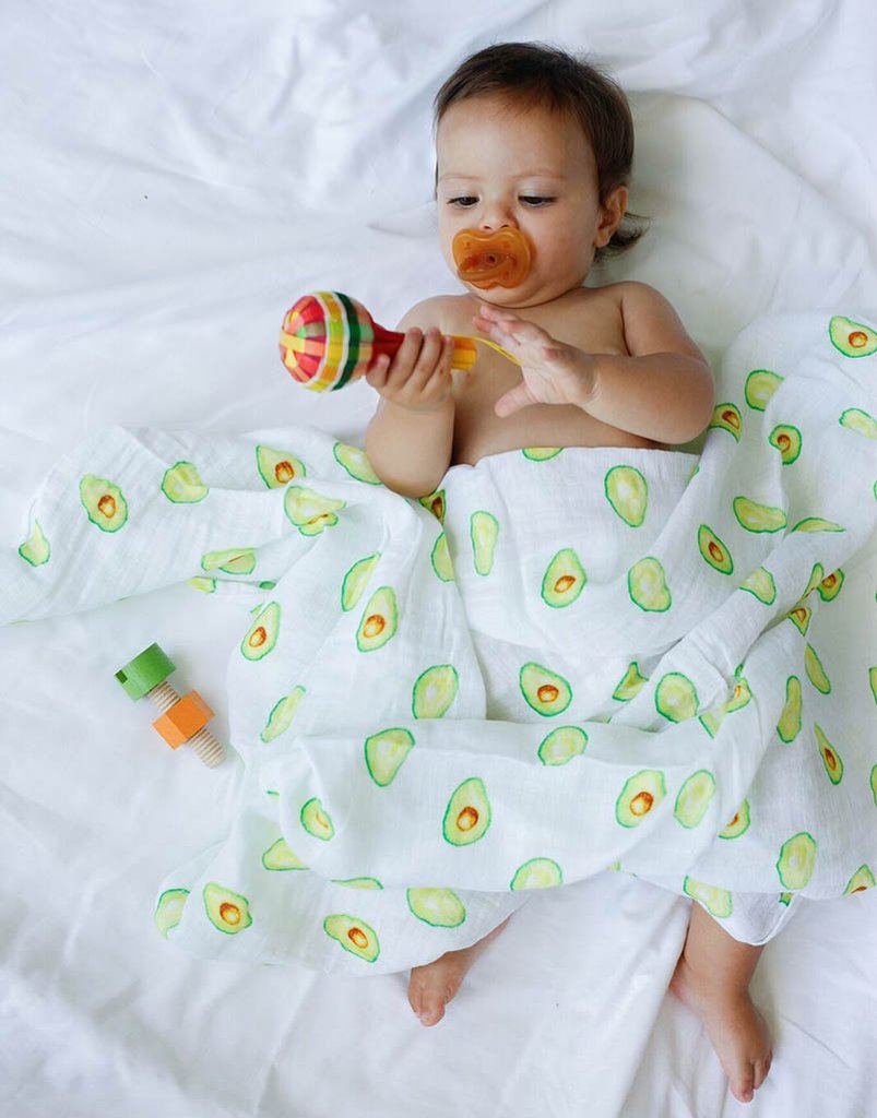 Organic Swaddle Set - Avocuddles (Avocado + Lime Green Stripes) Malabar Baby   