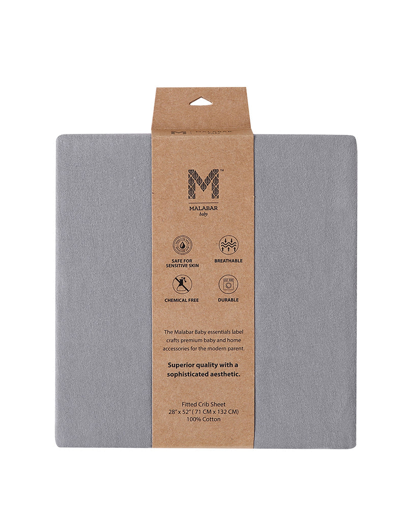 Fitted Cotton Knit Crib Sheet Malabar Baby Grey  