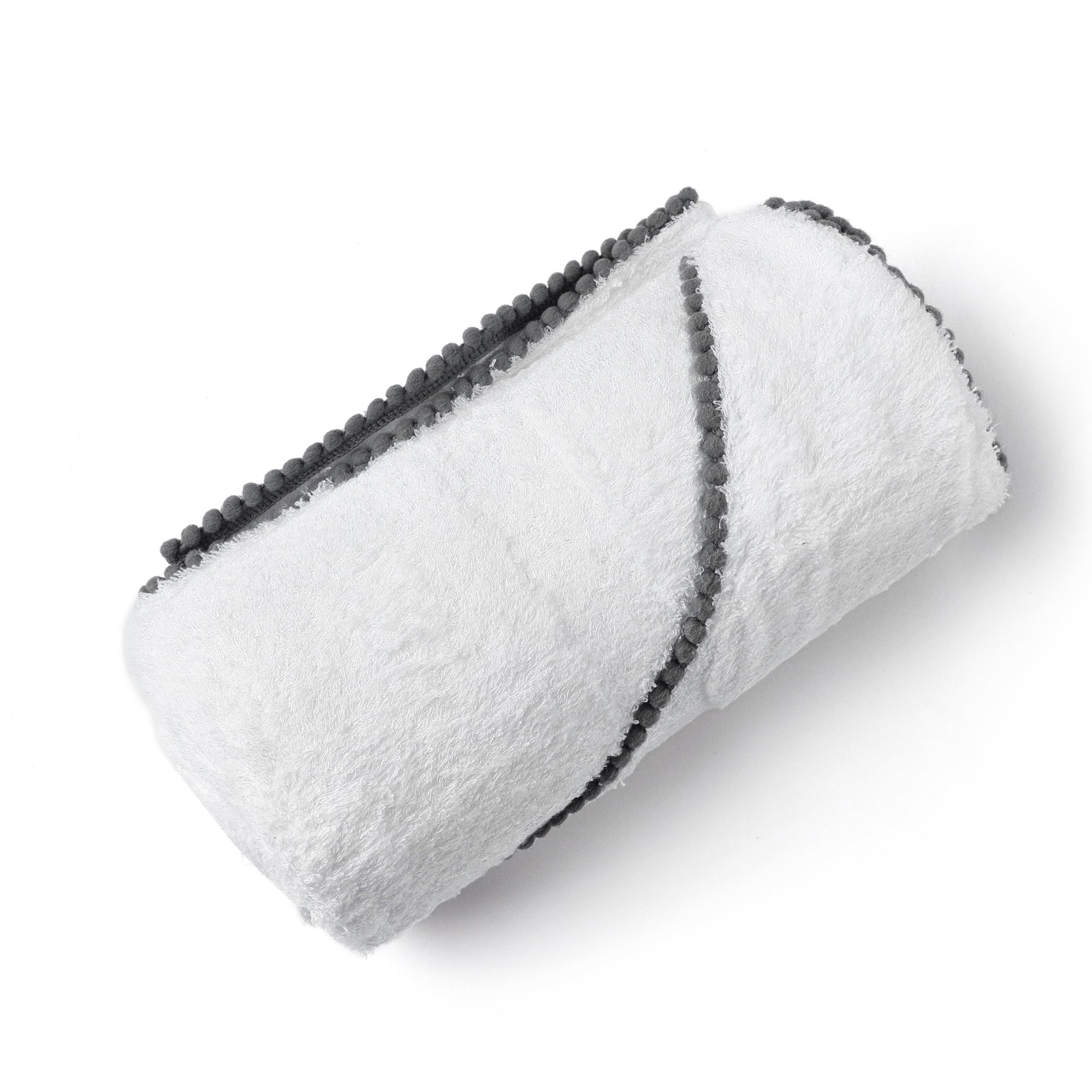 Bamboo Cotton Pom Pom Hooded Towel Malabar Baby Grey  