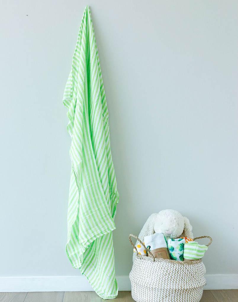Organic Swaddle Set - Avocuddles (Avocado + Lime Green Stripes) Malabar Baby   