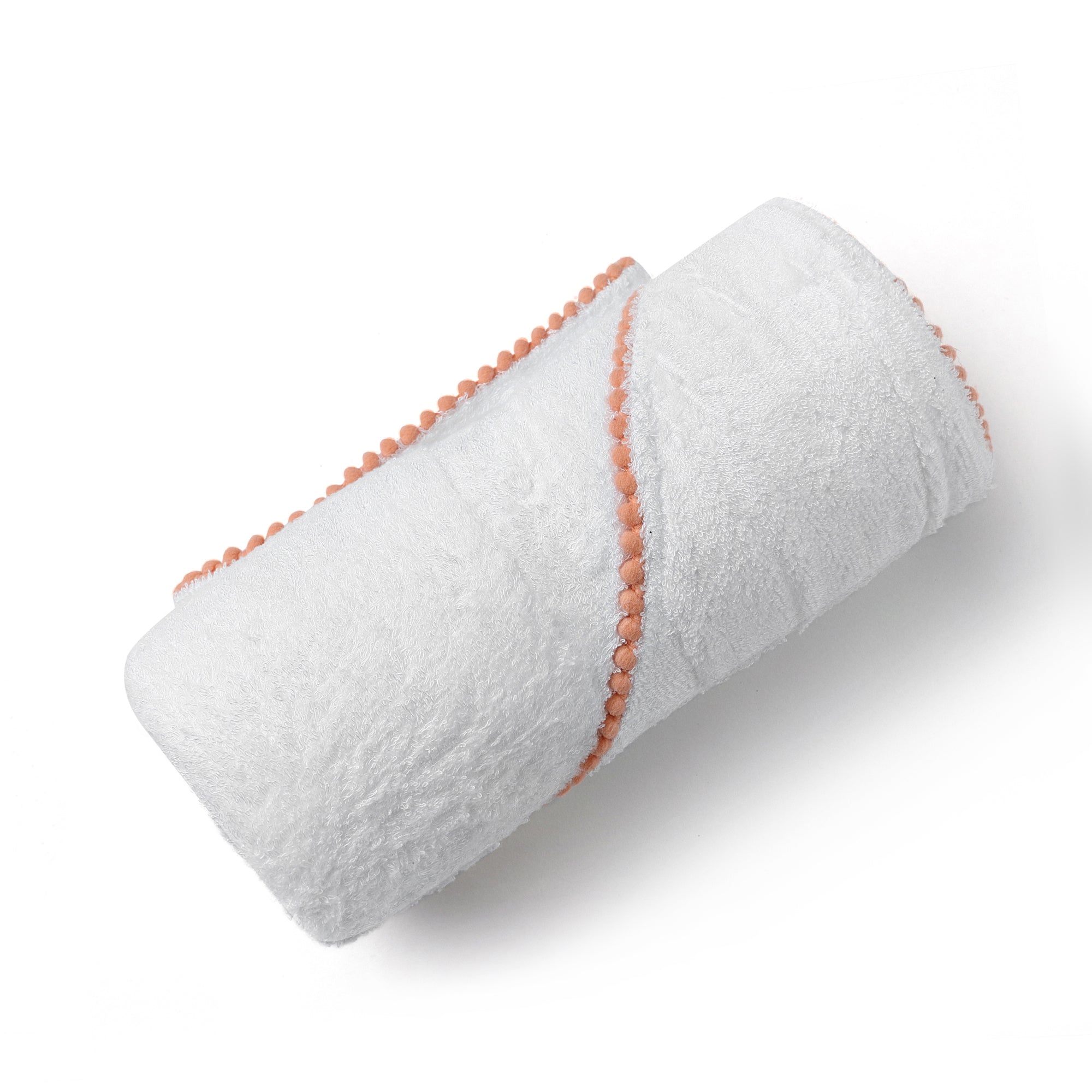 Bamboo Cotton Pom Pom Hooded Towel Malabar Baby Peach  