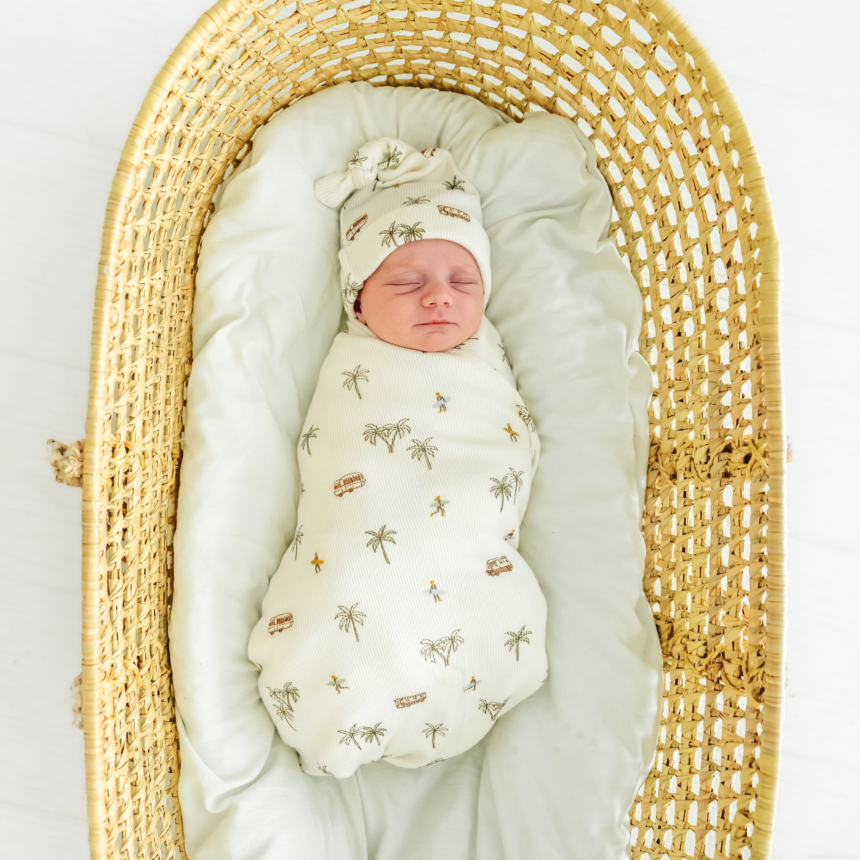 Organic Baby Swaddle Blanket & Hat - Malibu Makemake Organics   