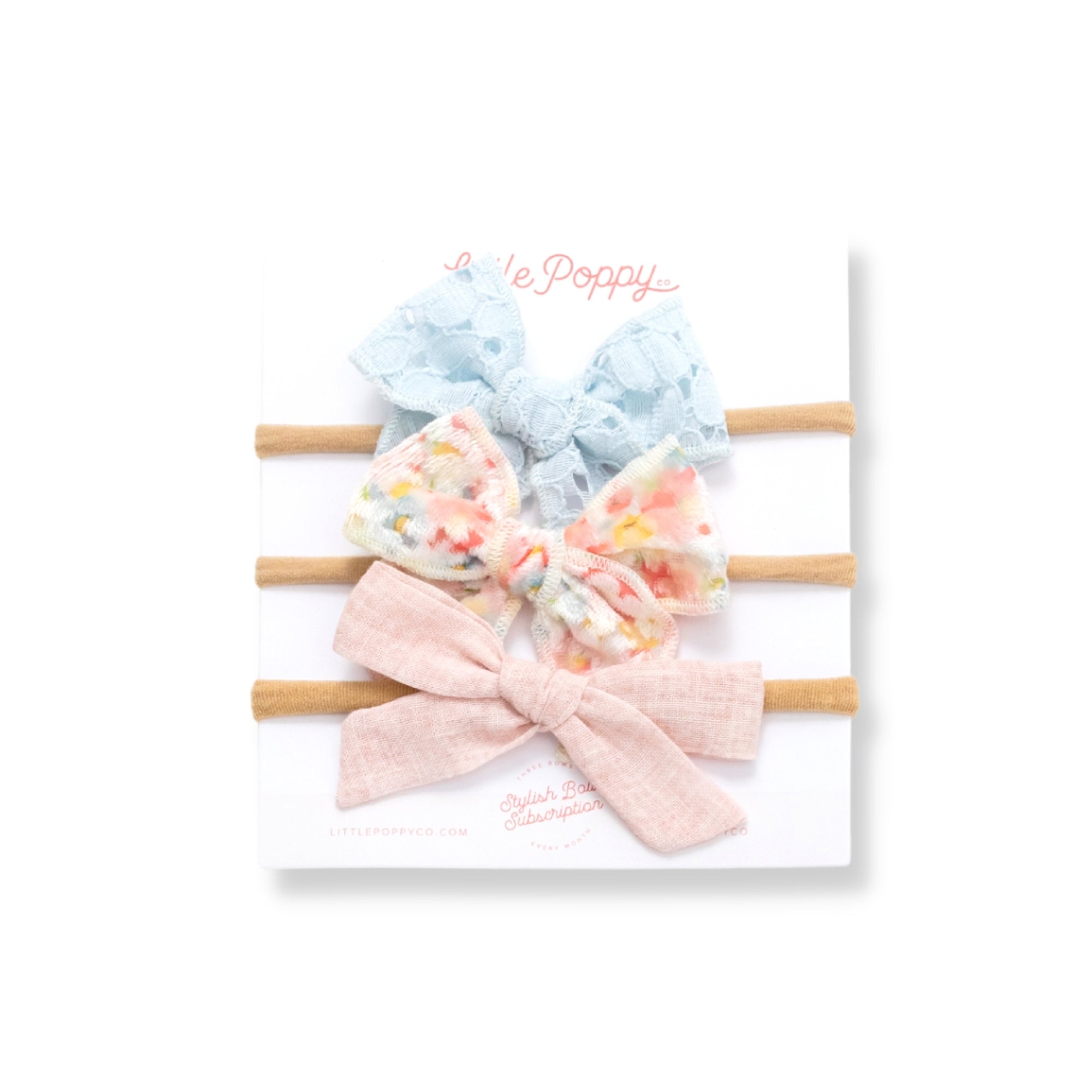 The Hannah Headband Bow Set Little Poppy Co. Mini Tan 