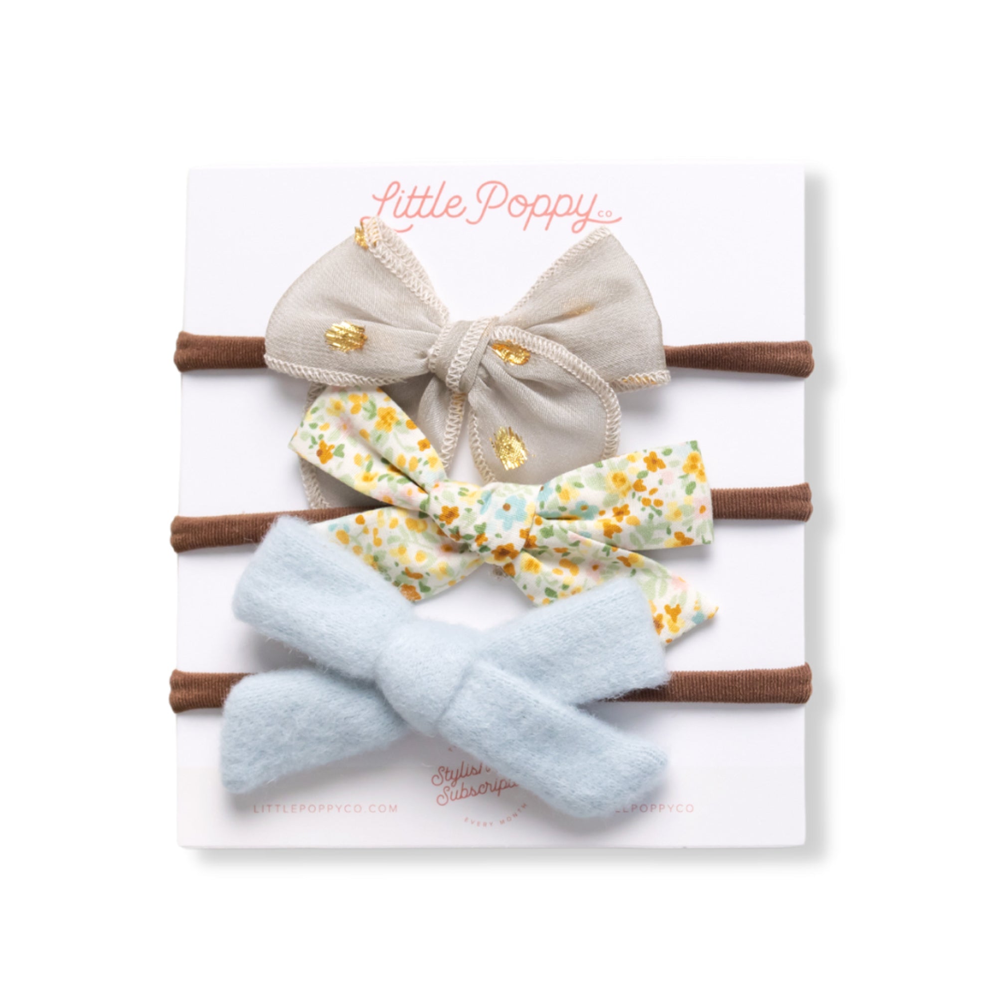 The Natasha Headband Bow Set Little Poppy Co. Mini Brown 