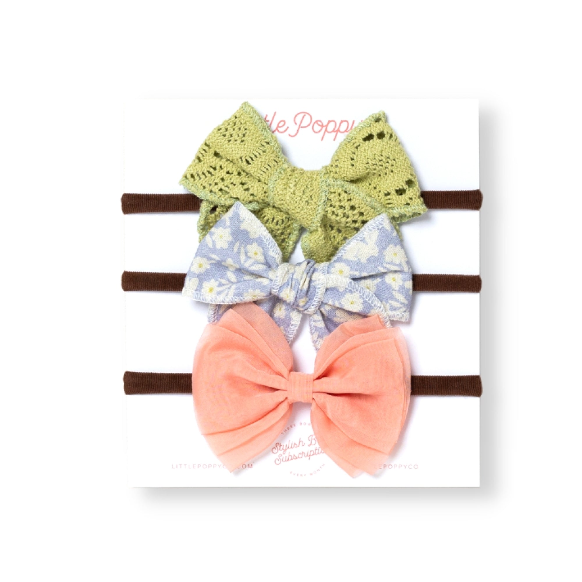 The Sydney Headband Bow Set Little Poppy Co. Mini Brown 