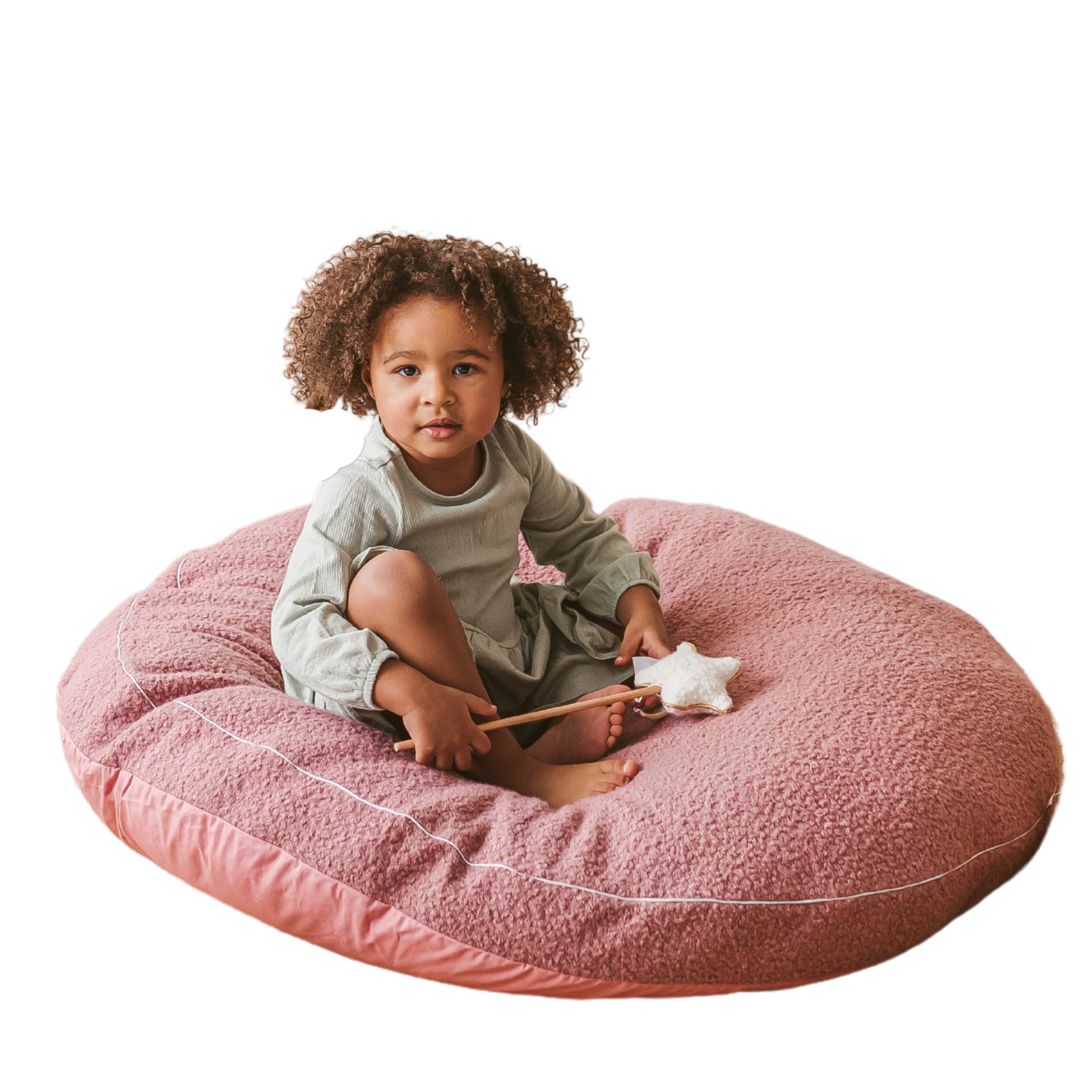 MINICAMP Boucle Fabric Kids Floor Cushion in Rose minicamp   