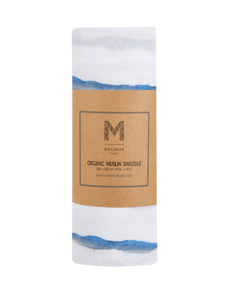 Organic Swaddle - Ocean Malabar Baby   