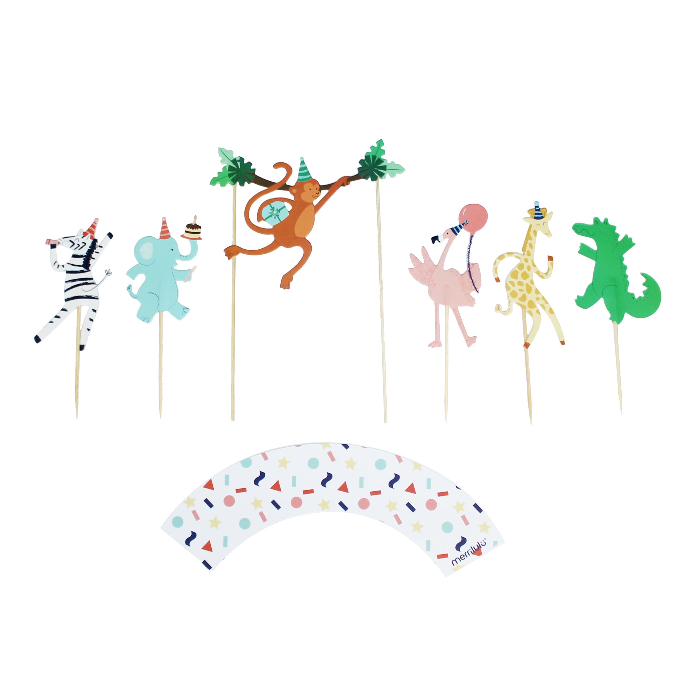 Party Animals - Cupcake Toppers & Wrappers, 12 Ct Merrilulu   