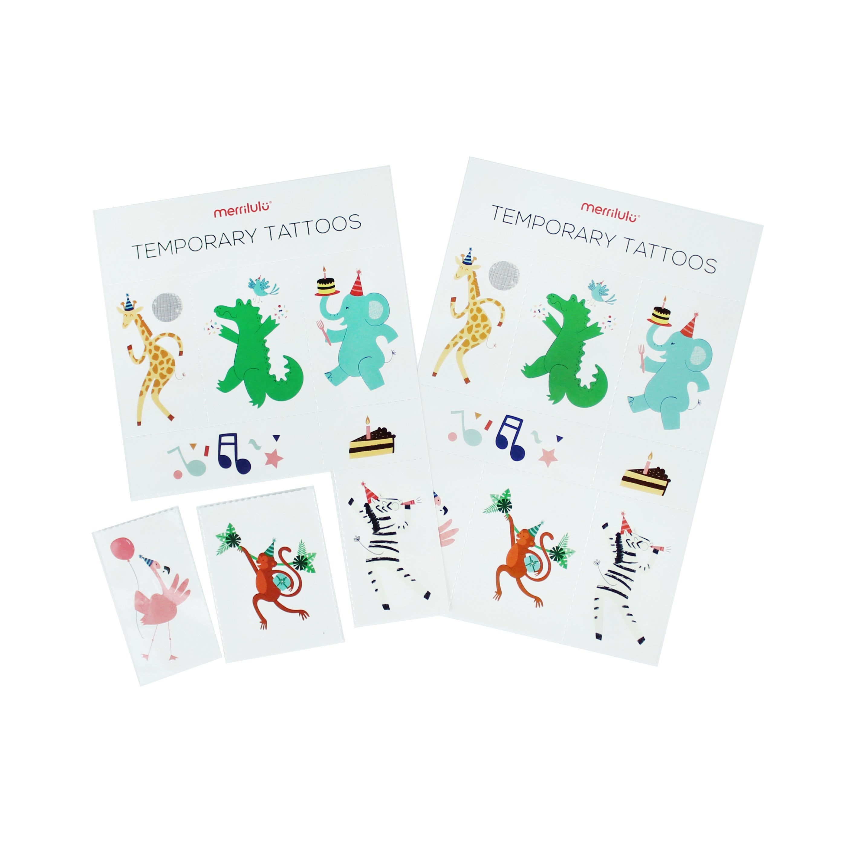 Party Animals Temporary Tattoos, 2 Sheets Merrilulu   