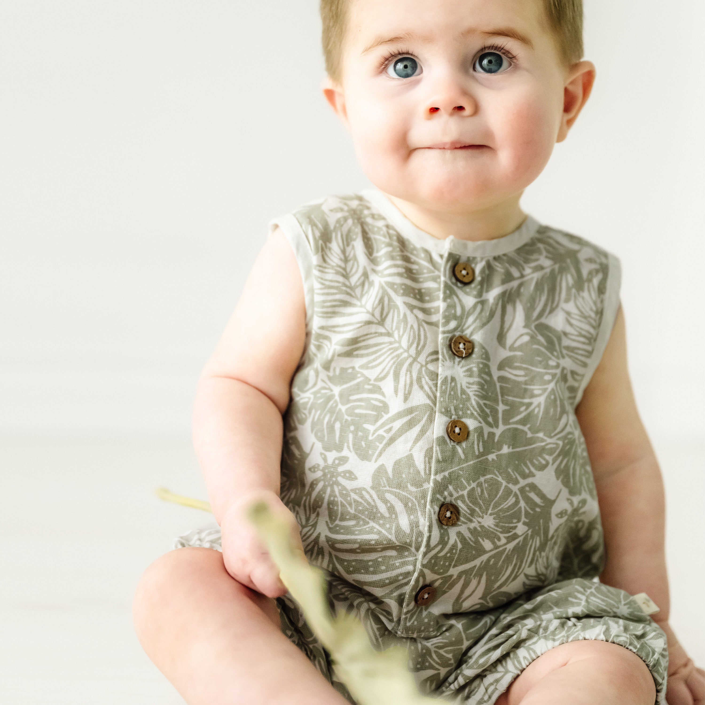 Organic Baby Sleeveless Bubble Onesie - Palms Makemake Organics   