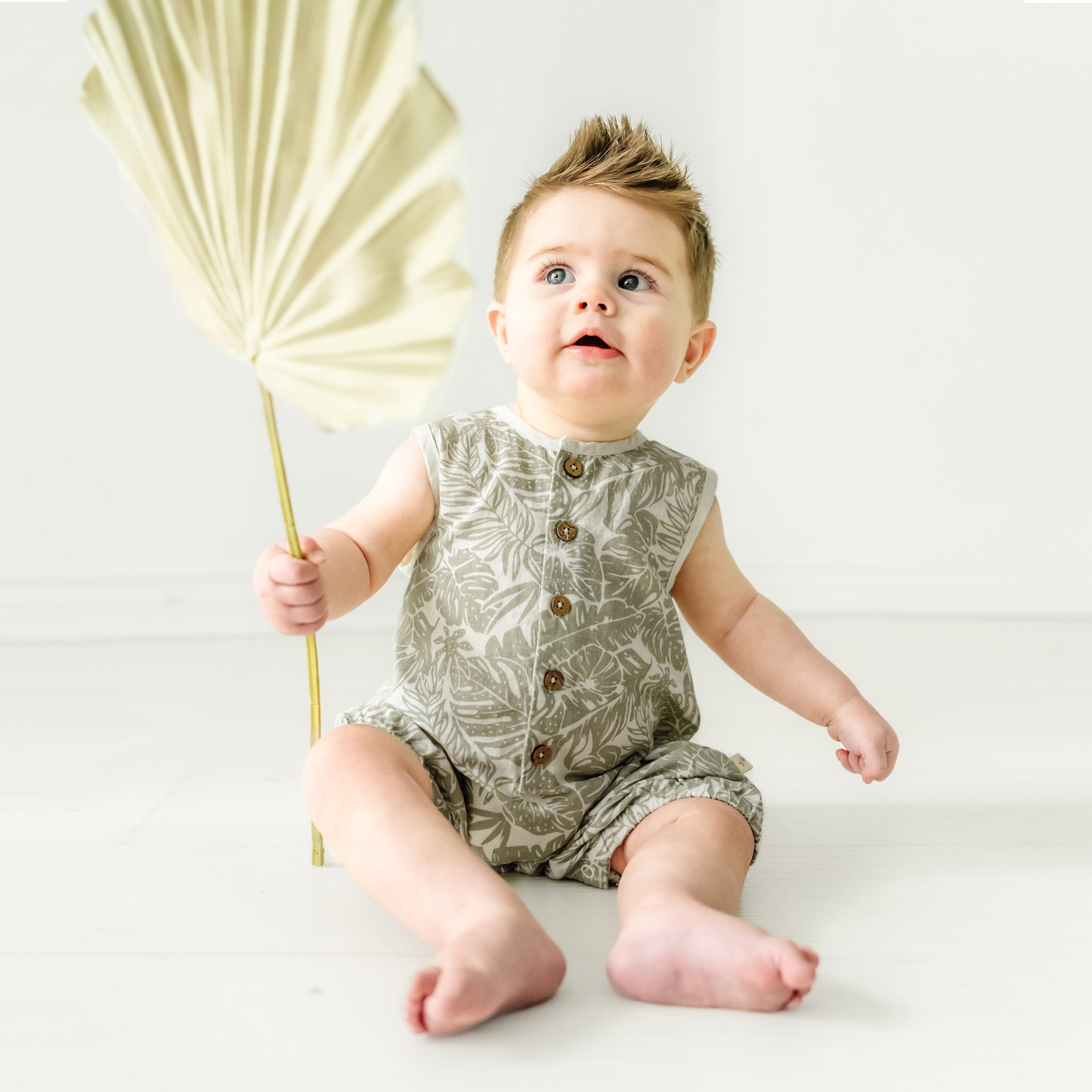 Organic Baby Sleeveless Bubble Onesie - Palms Makemake Organics   