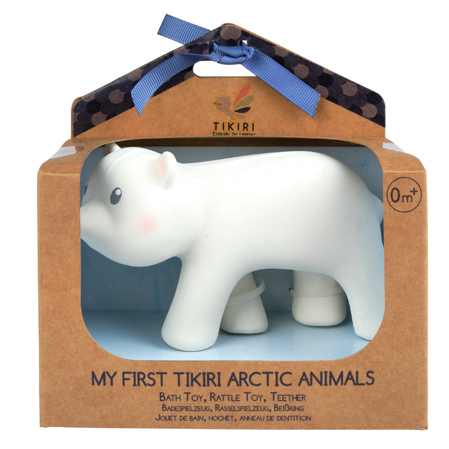 Arctic Polar Bear Organic Natural Rubber Teether, Rattle & Bath Toy Tikiri Toys   