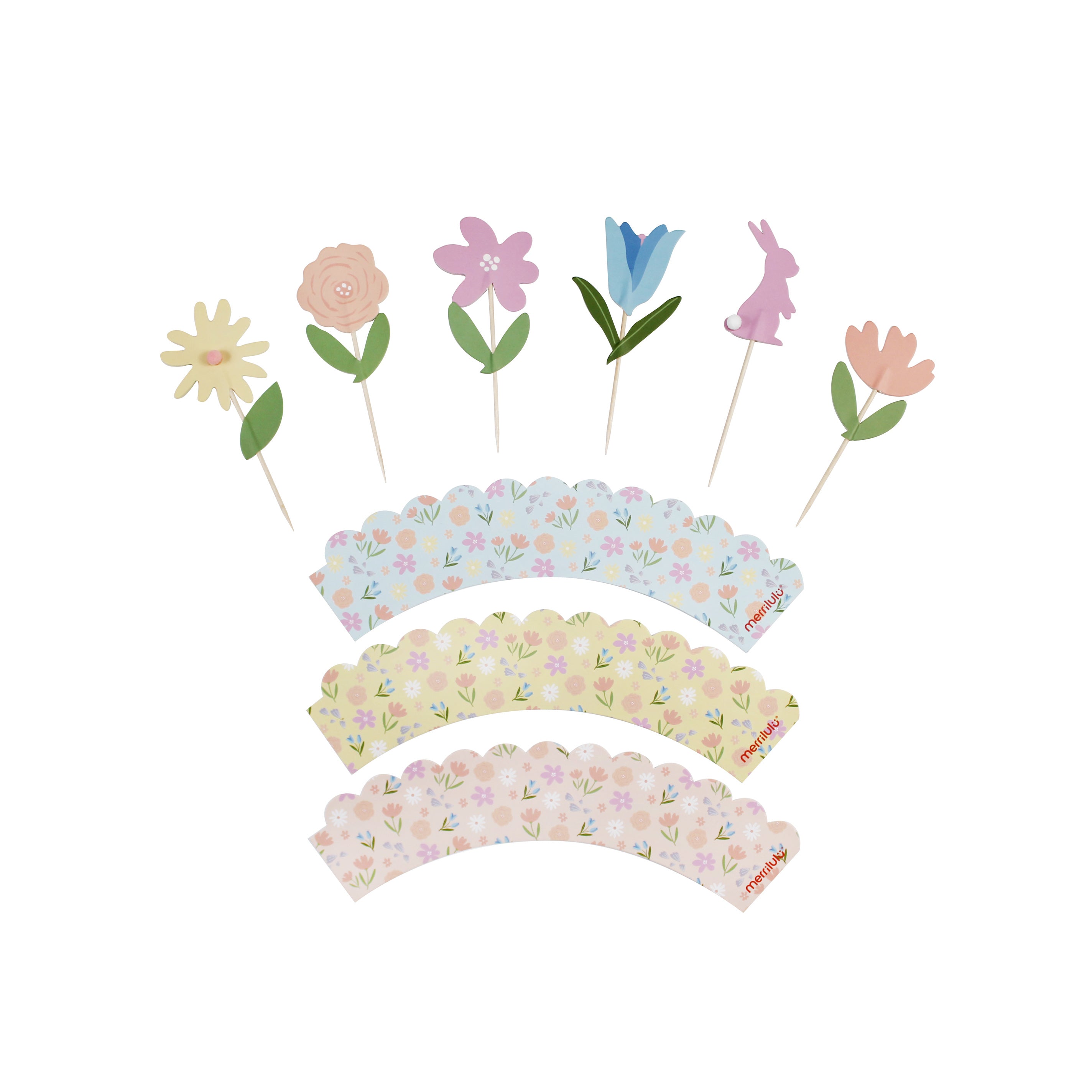 Spring Party Flower Cupcake Toppers, 12 Ct Merrilulu   