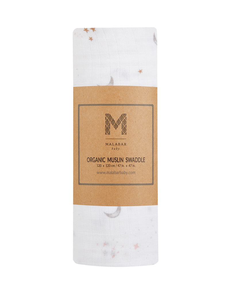 Organic Swaddle - Star & Moon Malabar Baby   