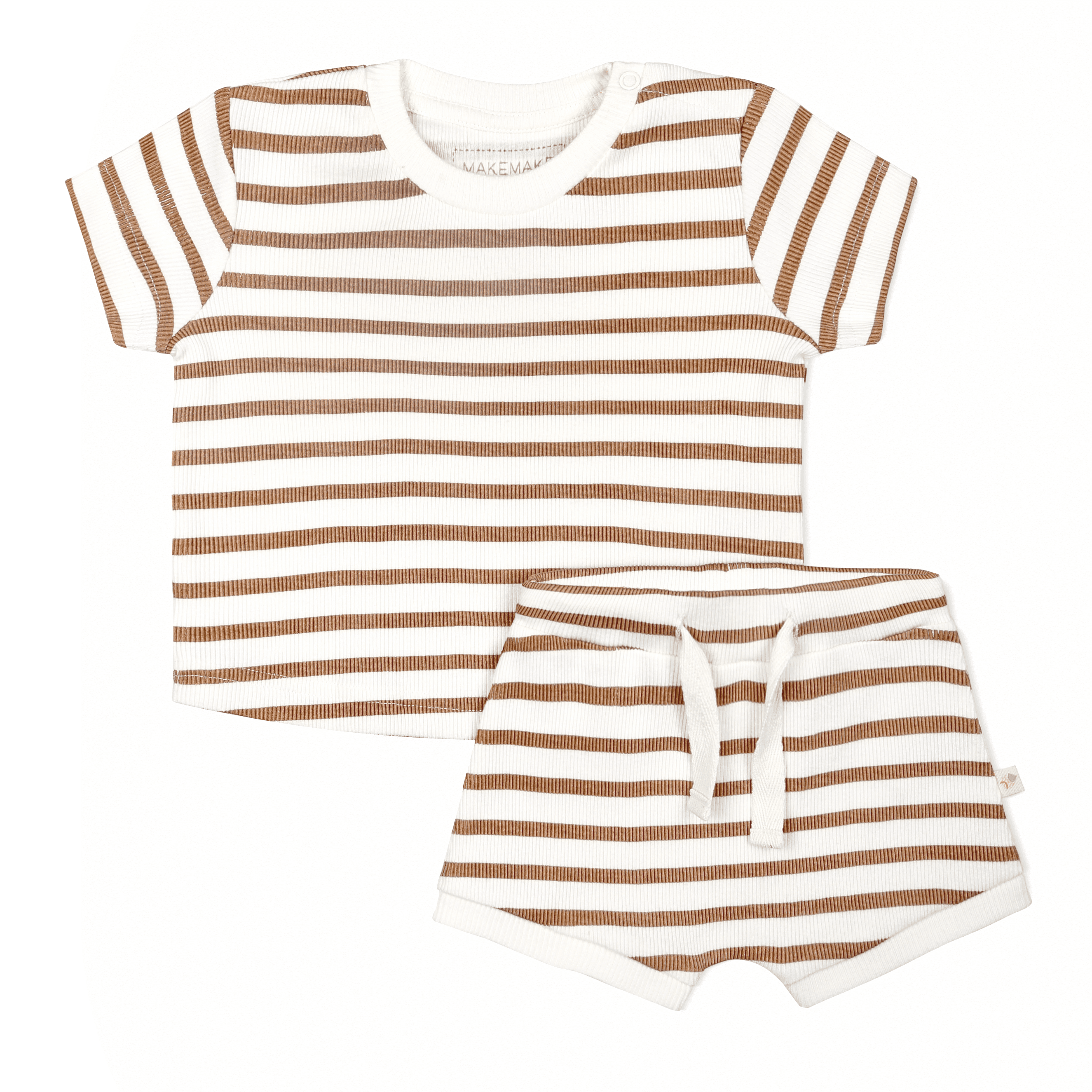 Organic Baby Toddler Tee and  Shorties Set - Stripes Makemake Organics   