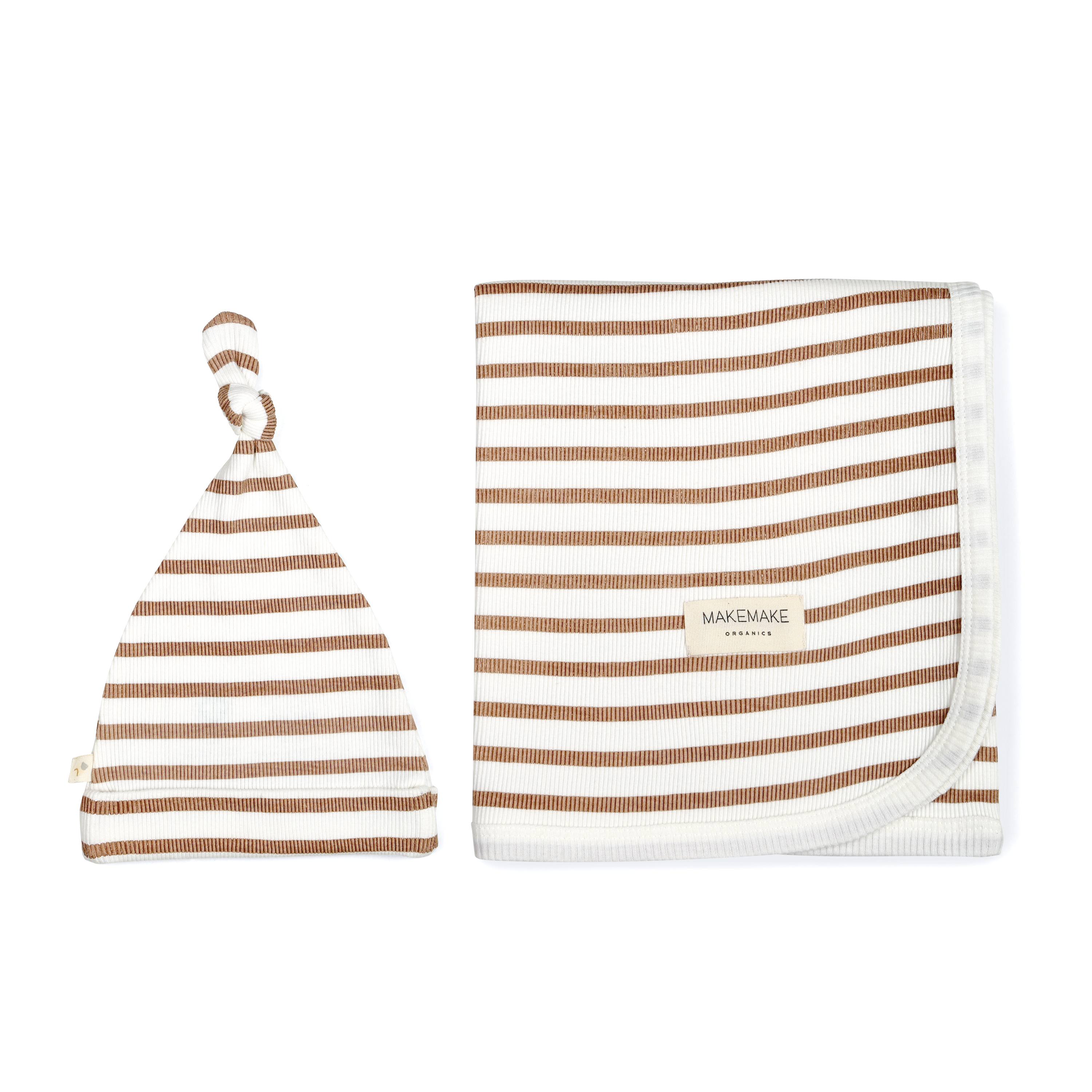 Organic Baby Baby Swaddle Blanket & Hat - Stripes Makemake Organics   