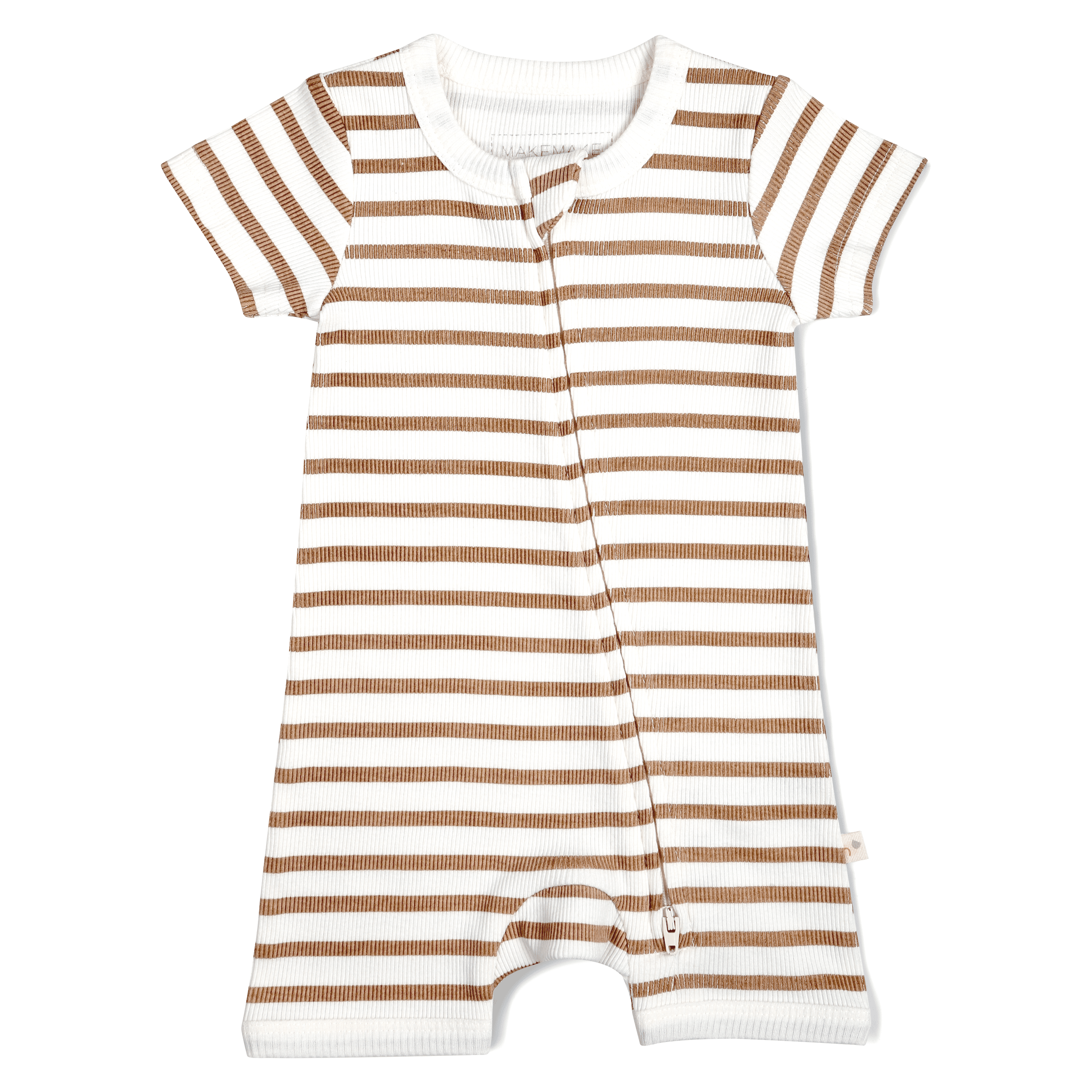 Organic Baby Short Zip Romper - Stripes Makemake Organics   